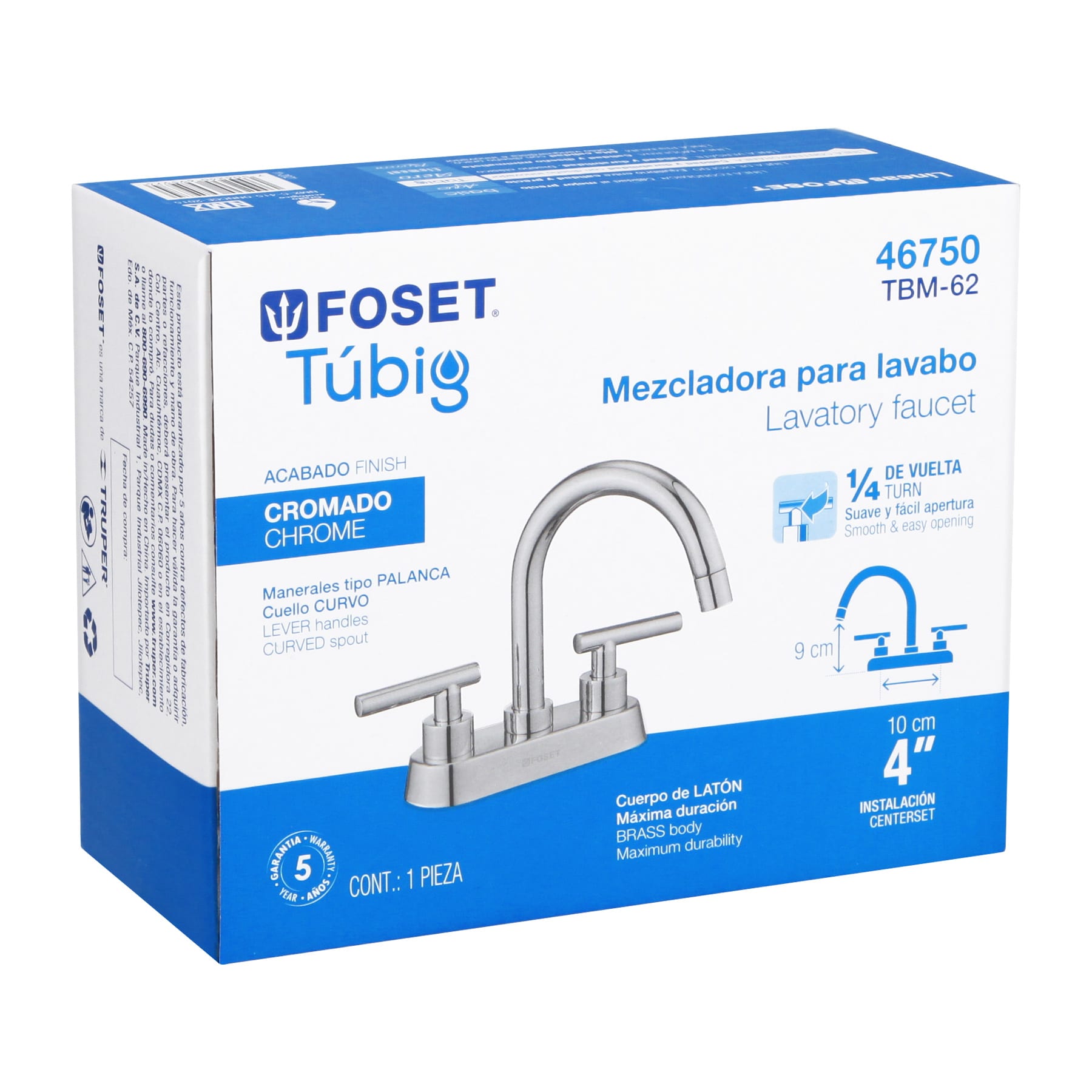 Mezcladora para lavabo, bar, manerales palanca, cromo, Tubig