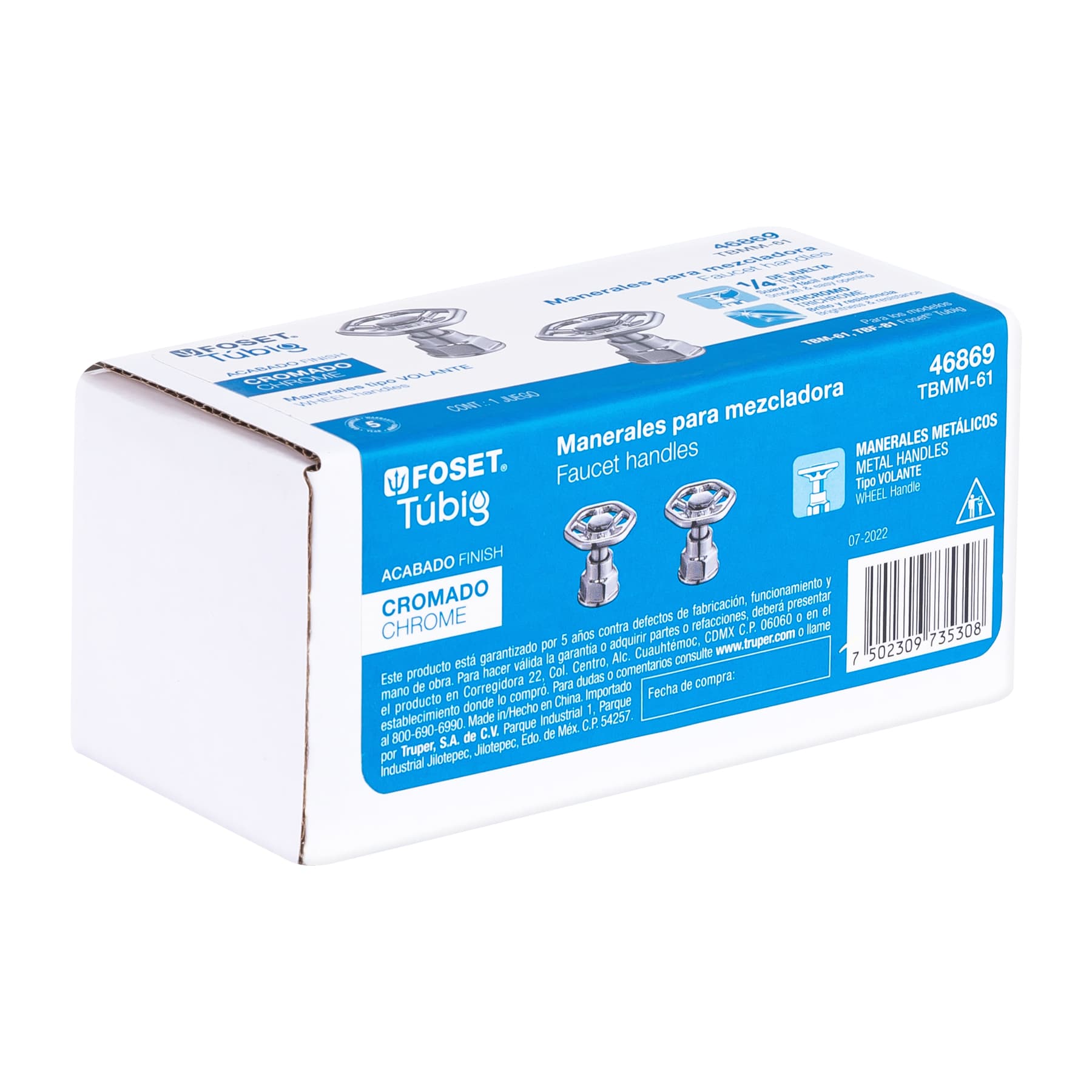 Juego de 2 manerales para mezcladora, volante, cromo, Tubig