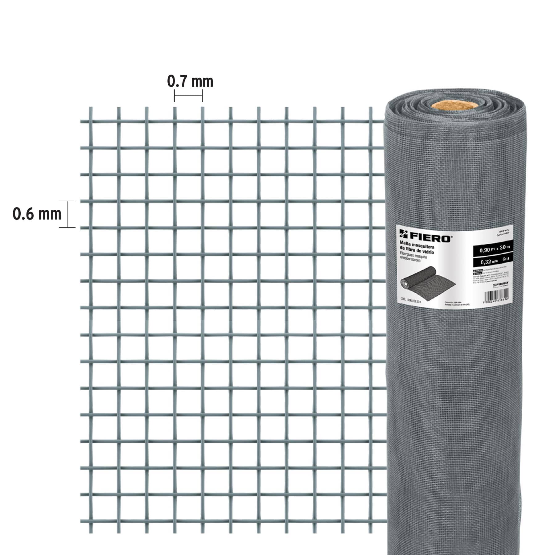 Rollo de 30 m x 0.9 m malla mosquitera fibra de vidrio gris