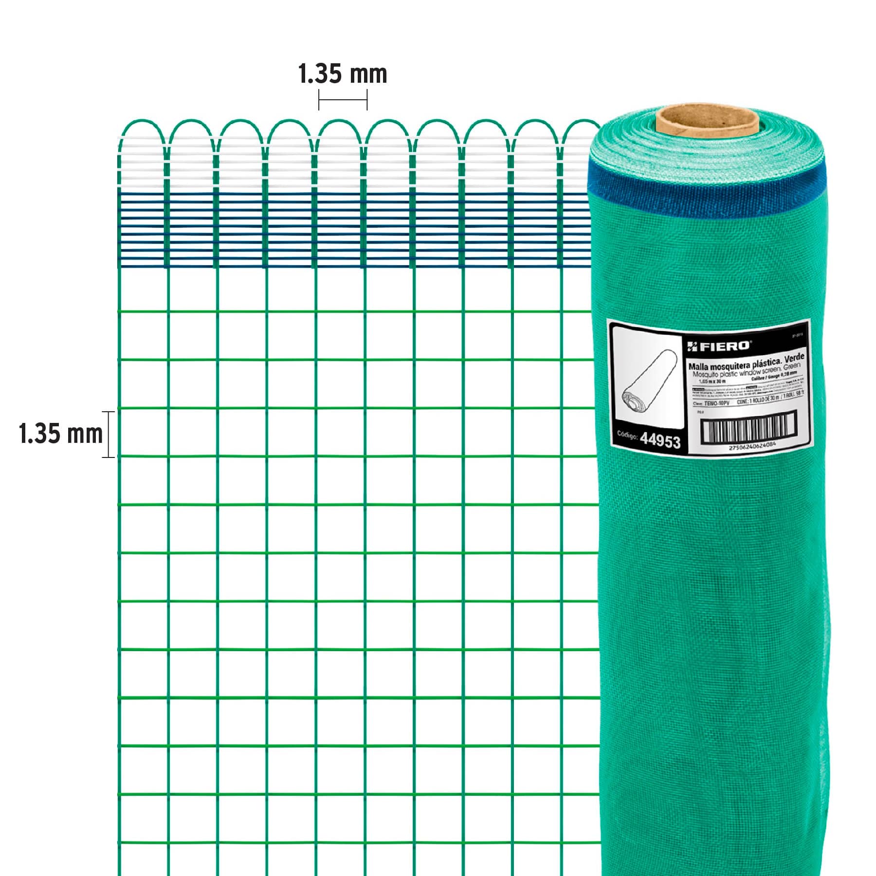Rollo de 30 m x 1.05 m de malla mosquitera plástica verde