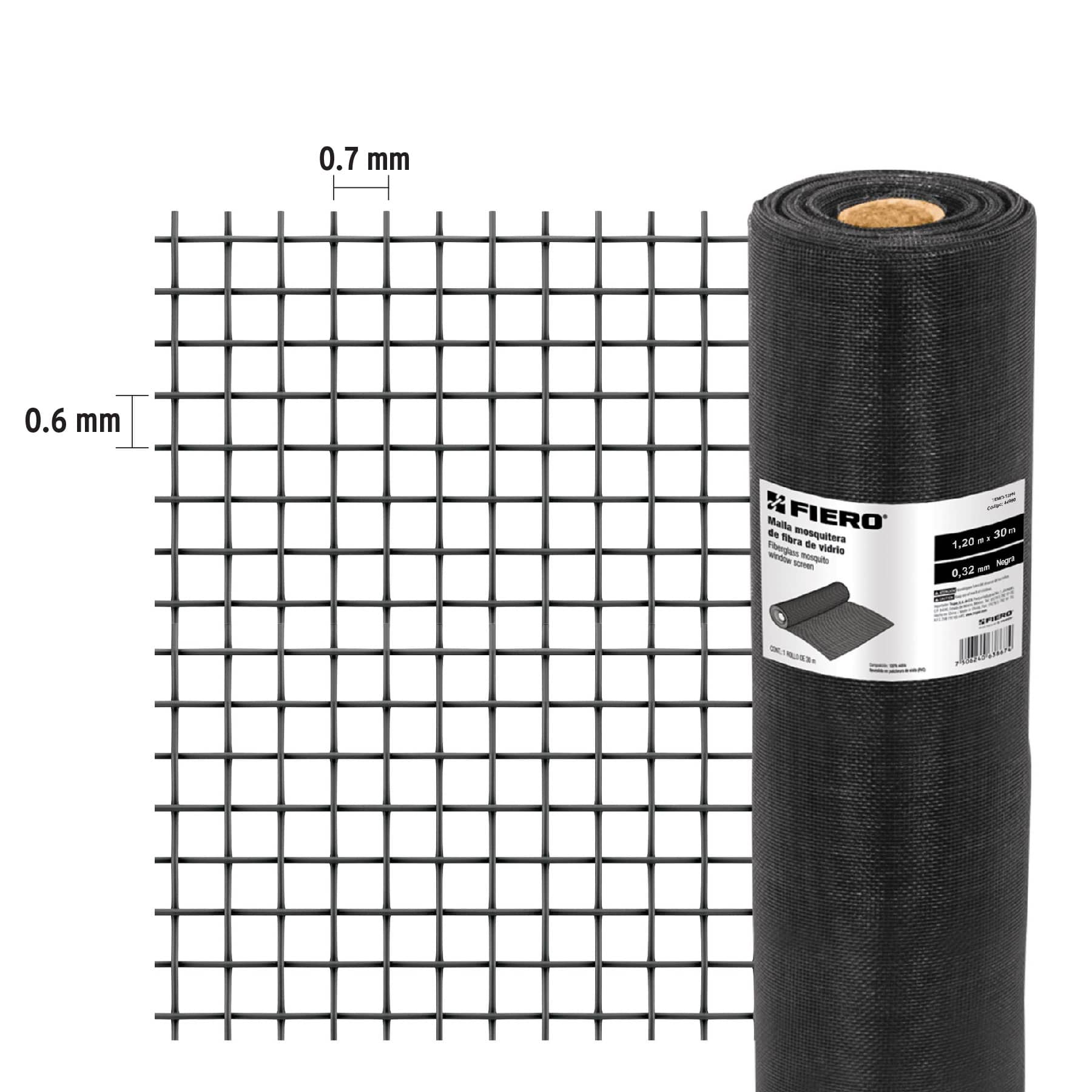 Rollo de 30 m x 1.2 m malla mosquitera fibra de vidrio negra