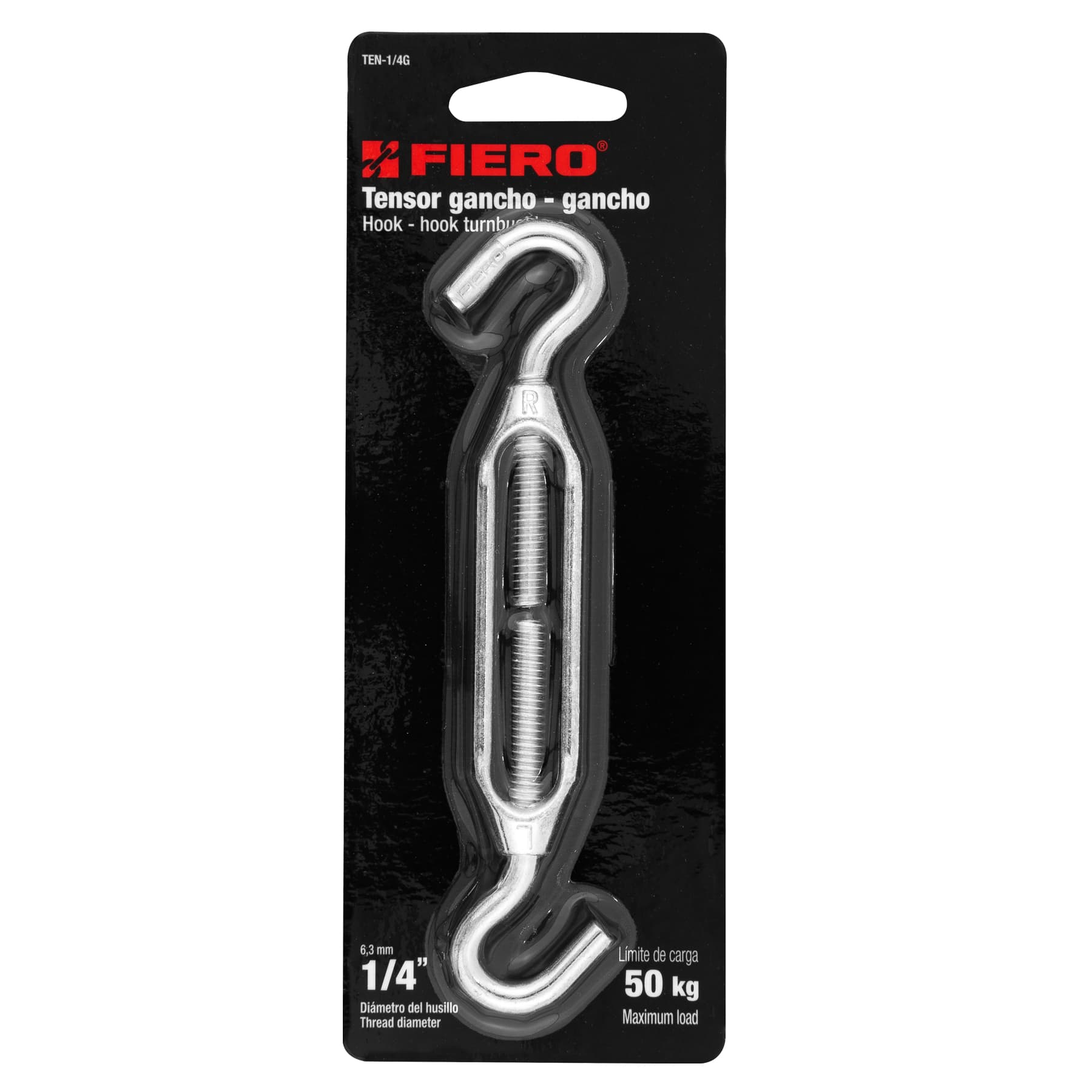 Tensor zinc 1/4" gancho-gancho, Fiero