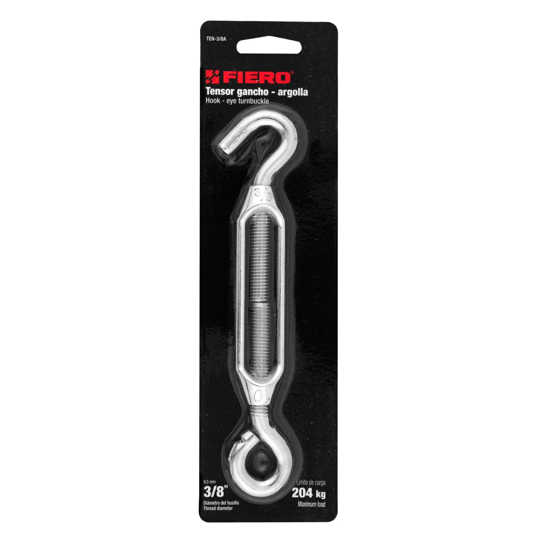 Tensor zinc 3/8" gancho-argolla, Fiero