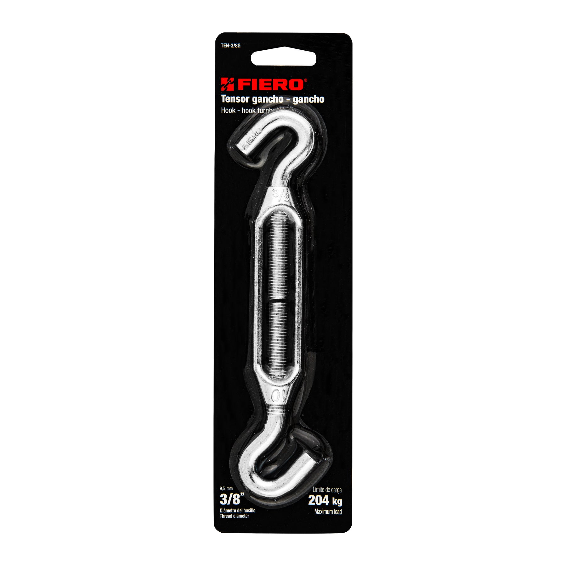 Tensor zinc 3/8" gancho-gancho, Fiero