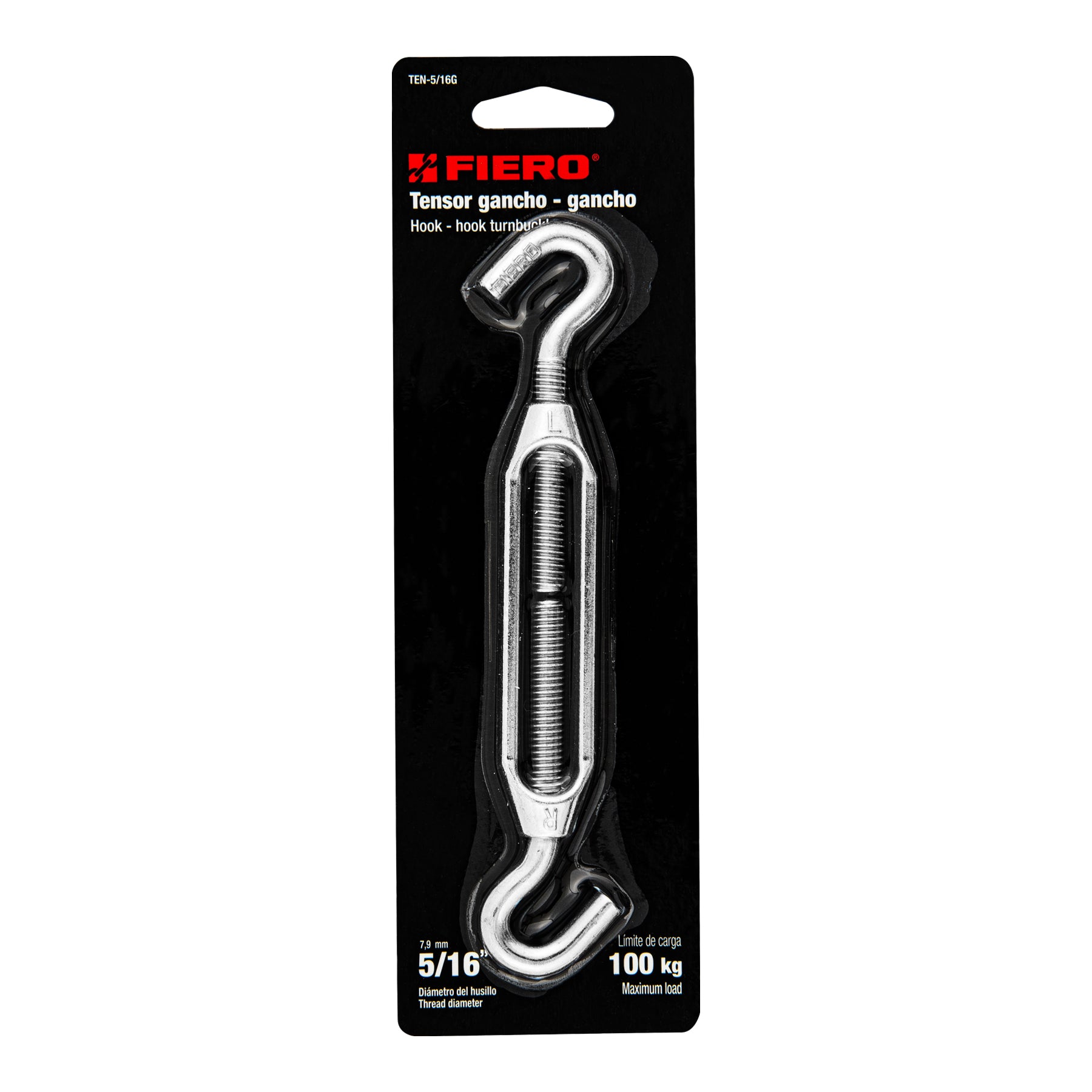 Tensor zinc 5/16" gancho-gancho, Fiero