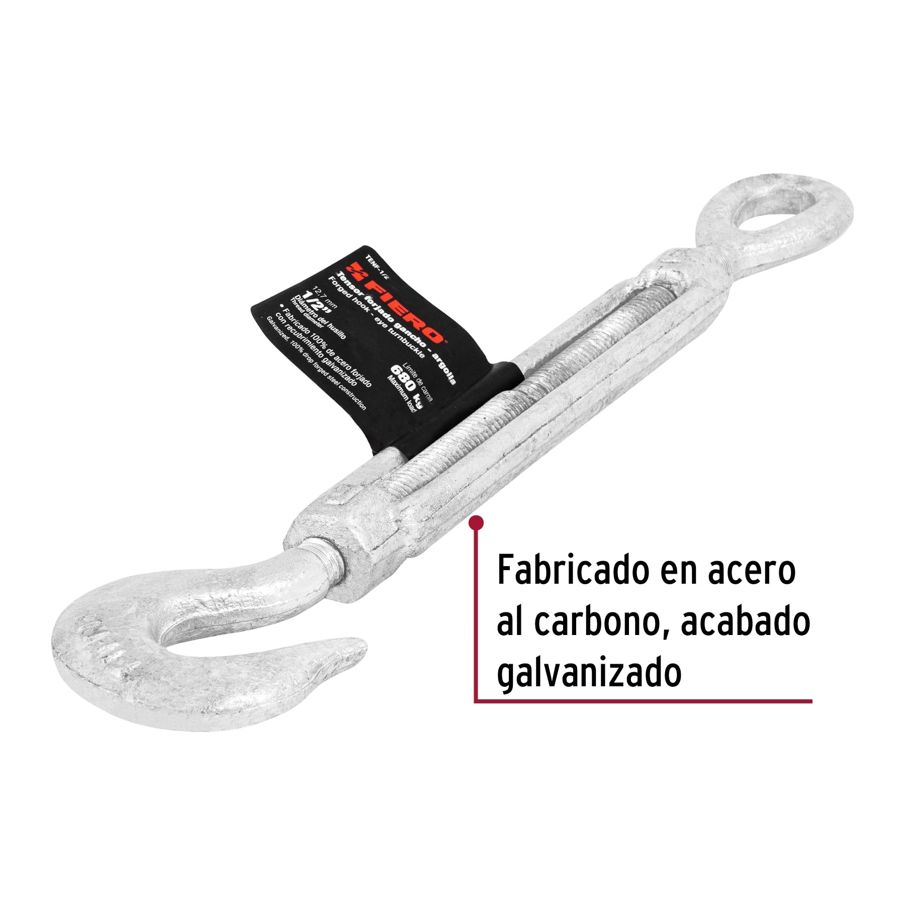 Tensor forjado 1/2" gancho-argolla, Fiero