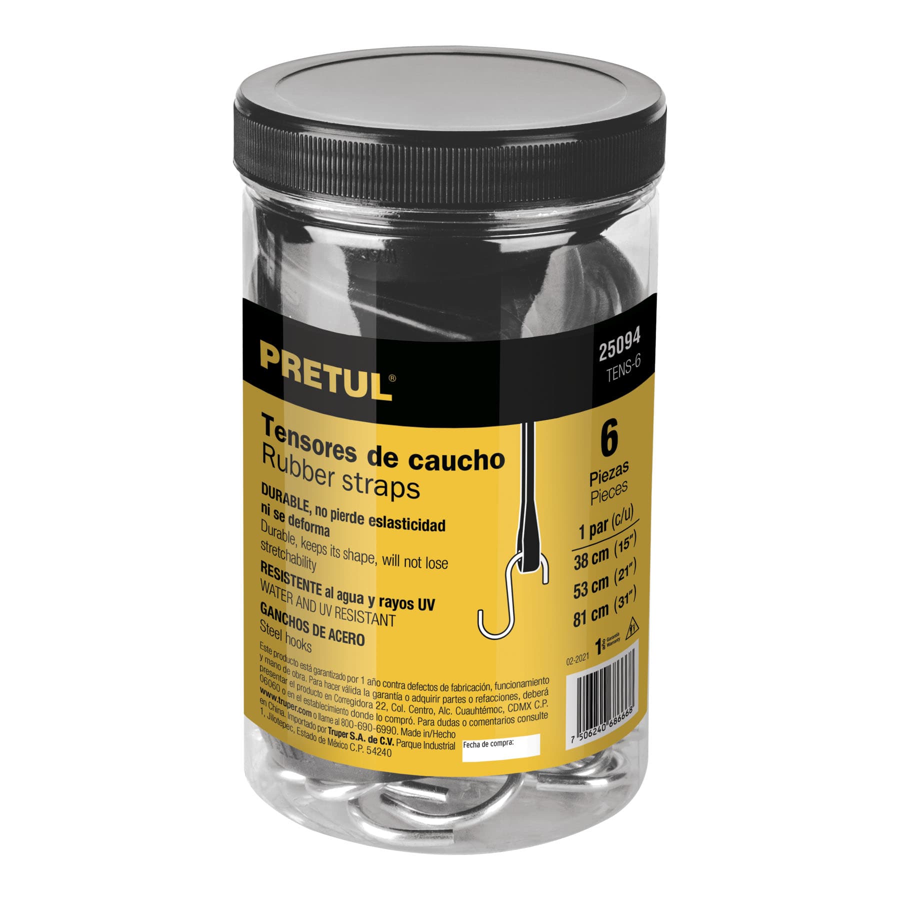 Juego de 6 tensores elásticos, Pretul