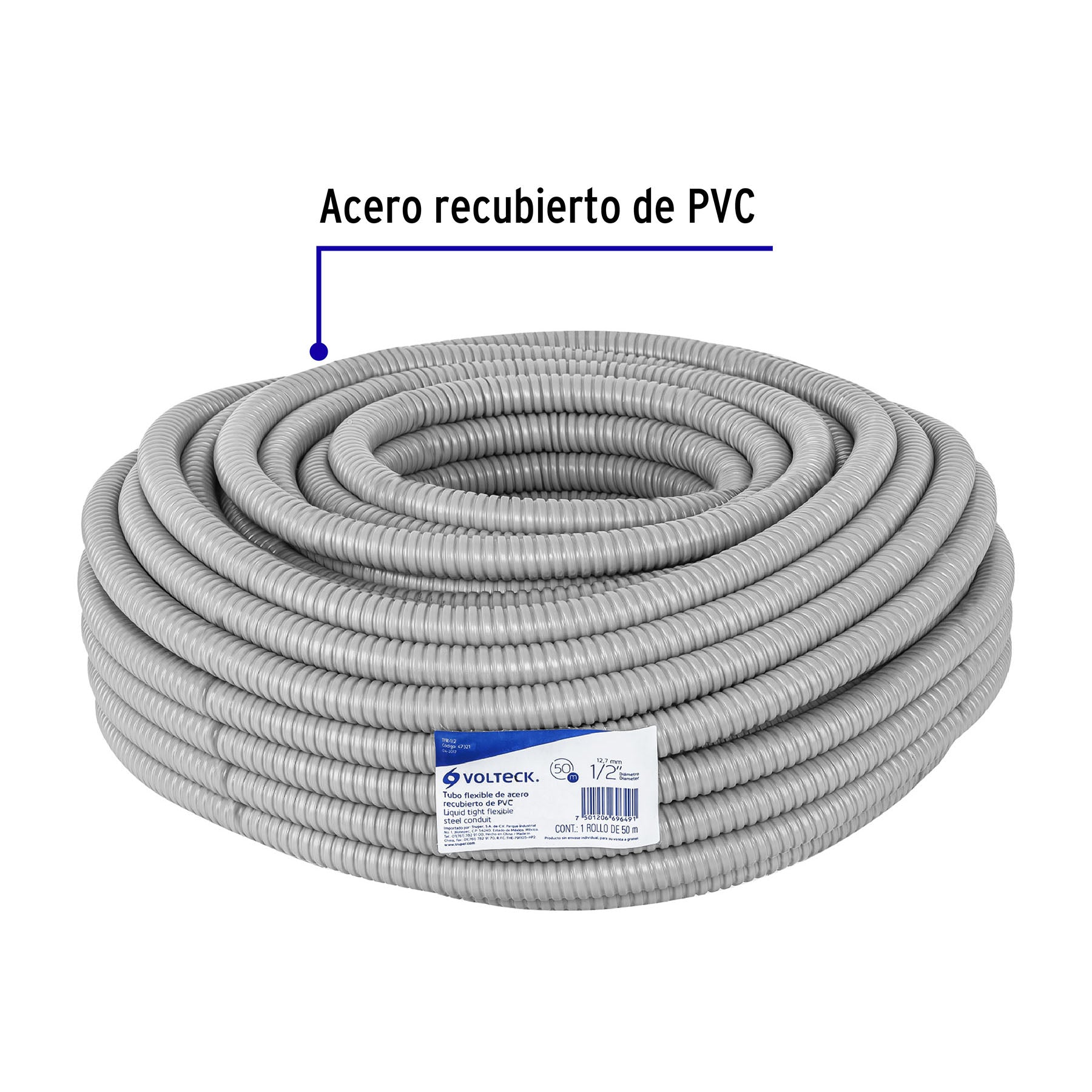 Rollo de 50 m de tubo flexible liquid tight de 1/2", Volteck