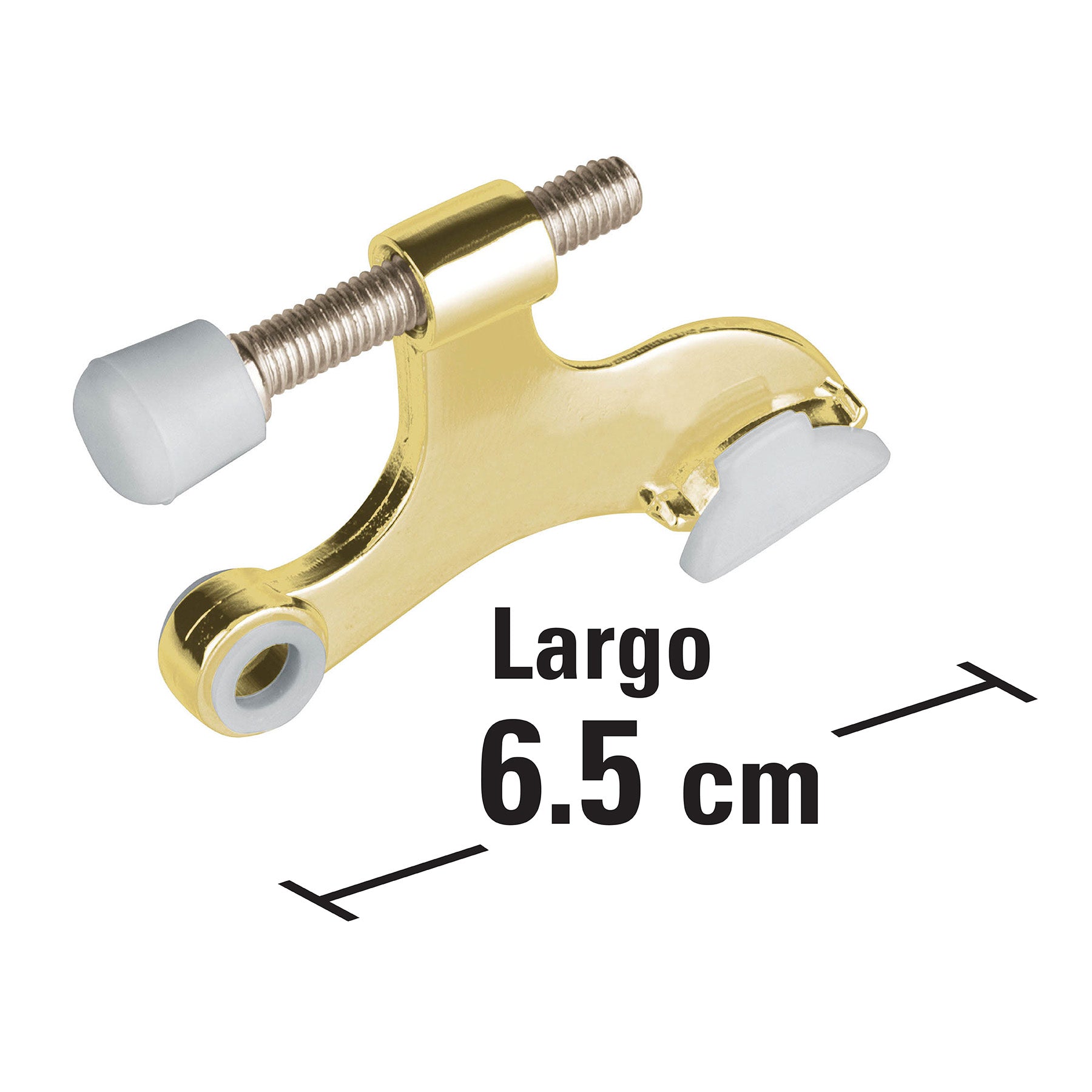 Tope de puerta para bisagra, acabado latón brillante, Hermex