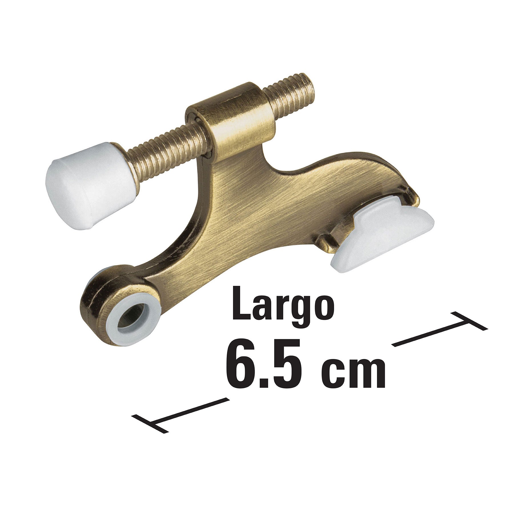Tope de puerta para bisagra, acabado latón antiguo, Hermex