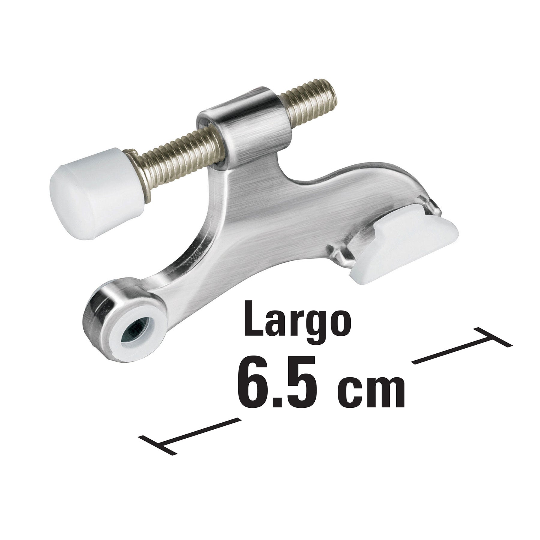 Tope de puerta para bisagra, acabado cromo mate, Hermex