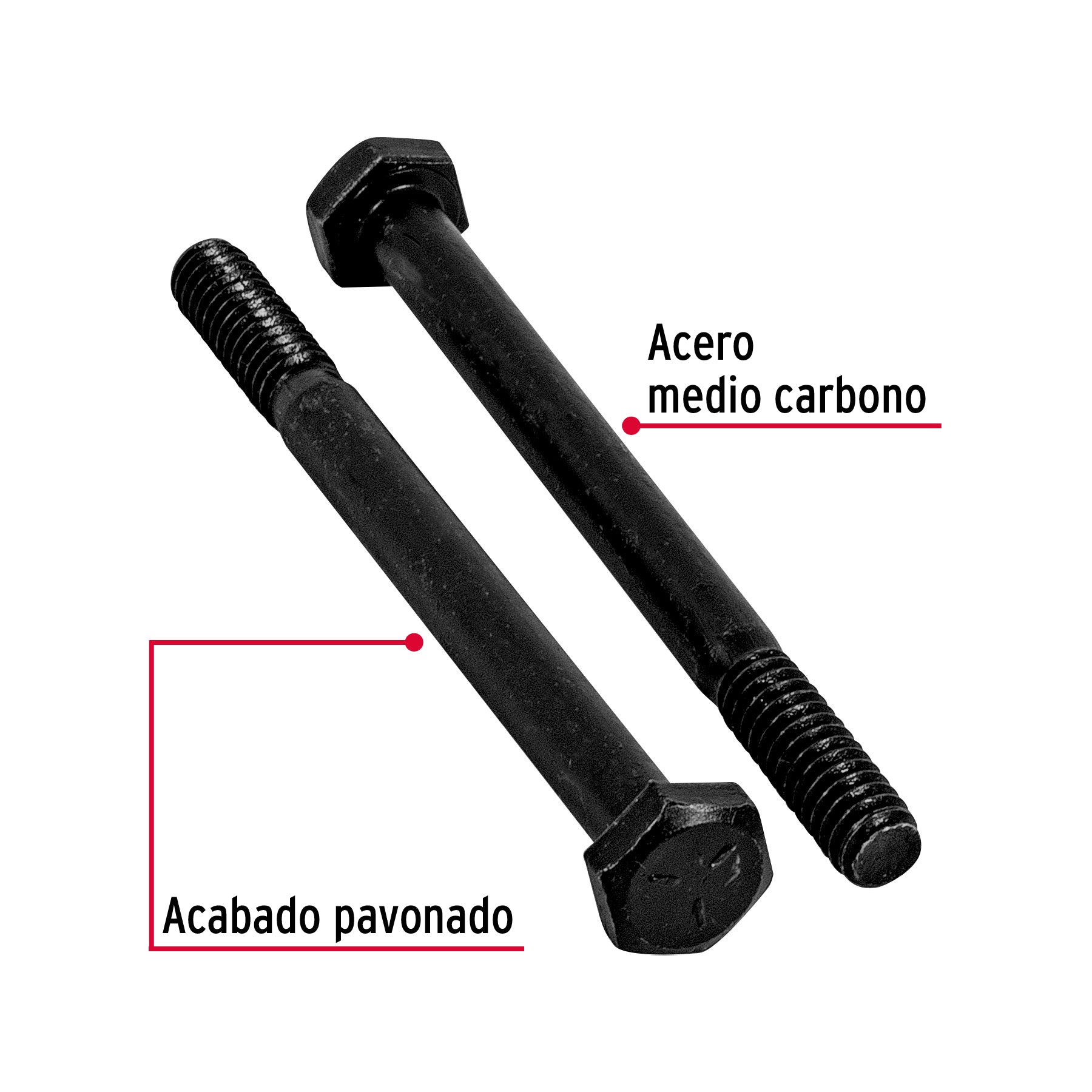 Bolsa con 50 tornillos 1/4' x 3' acero grado 5, FIERO