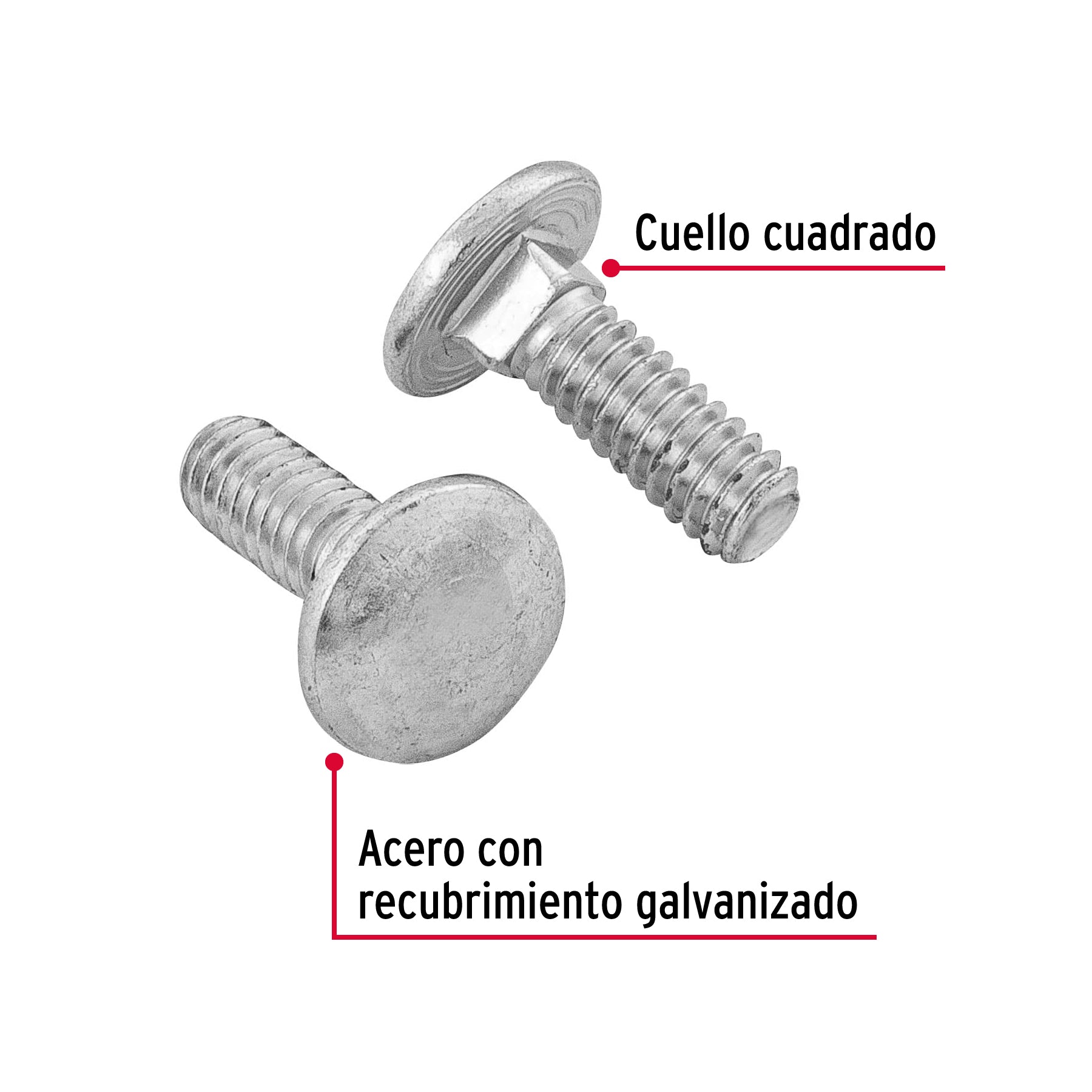 Bolsa con 100 tornillos 1/4" x 3/4" tipo coche, Fiero