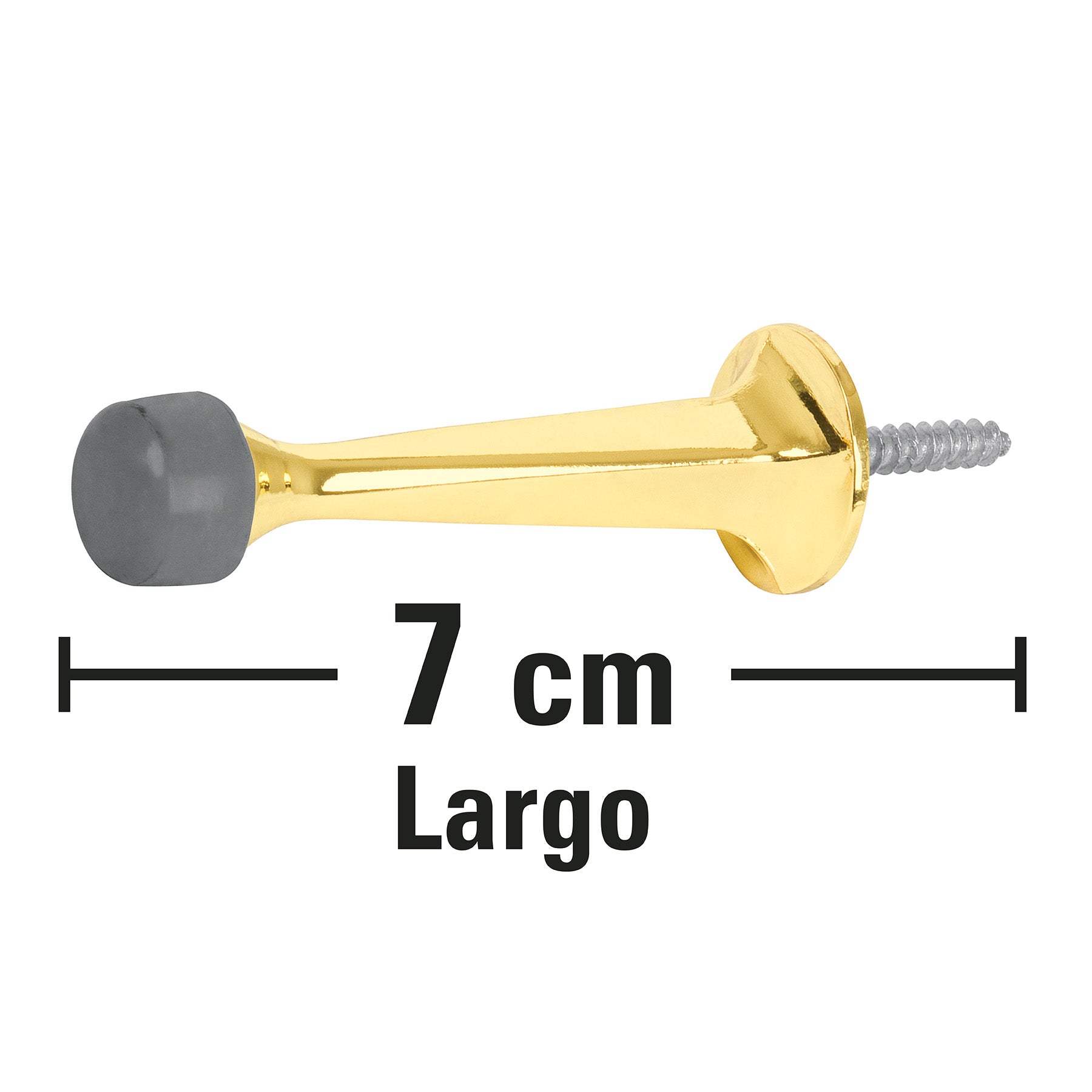 Tope recto para puerta, acabado latón brillante, Hermex