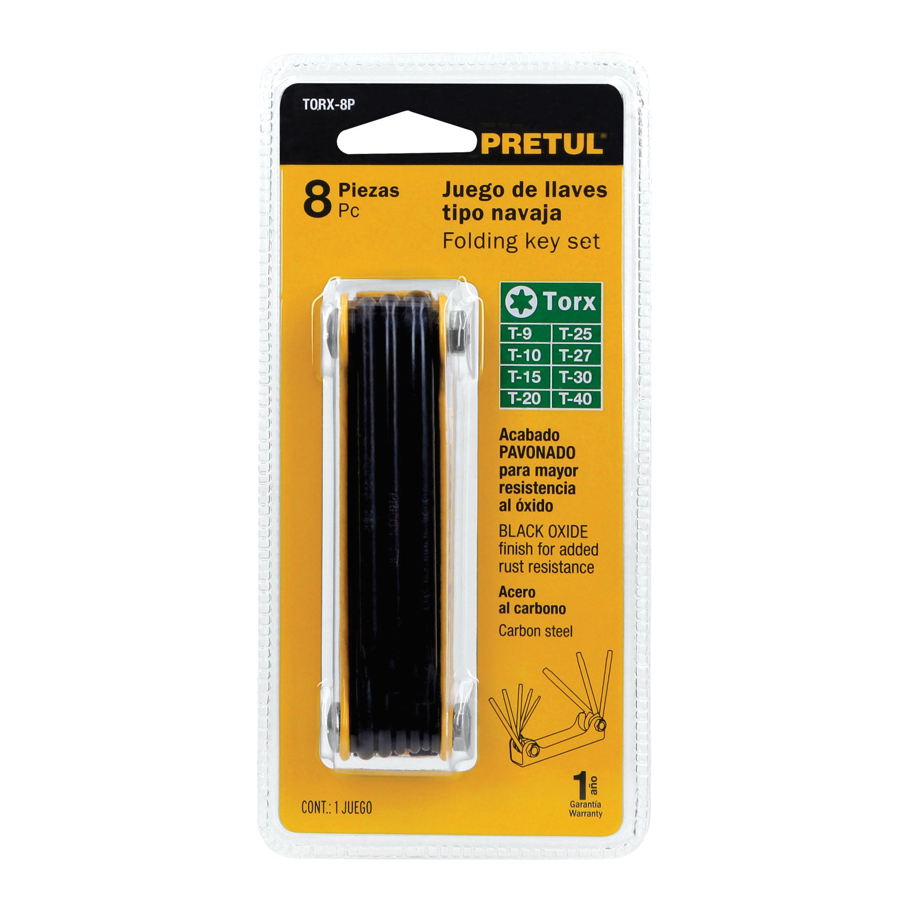 Juego de 8 llaves torx tipo navaja, cuerpo de lámina, Pretul