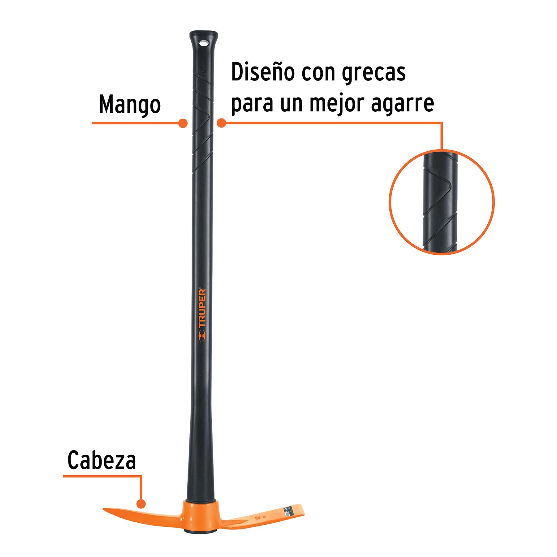 Talacho-pico 2.5 lb, mango fibra de vidrio 36", Truper