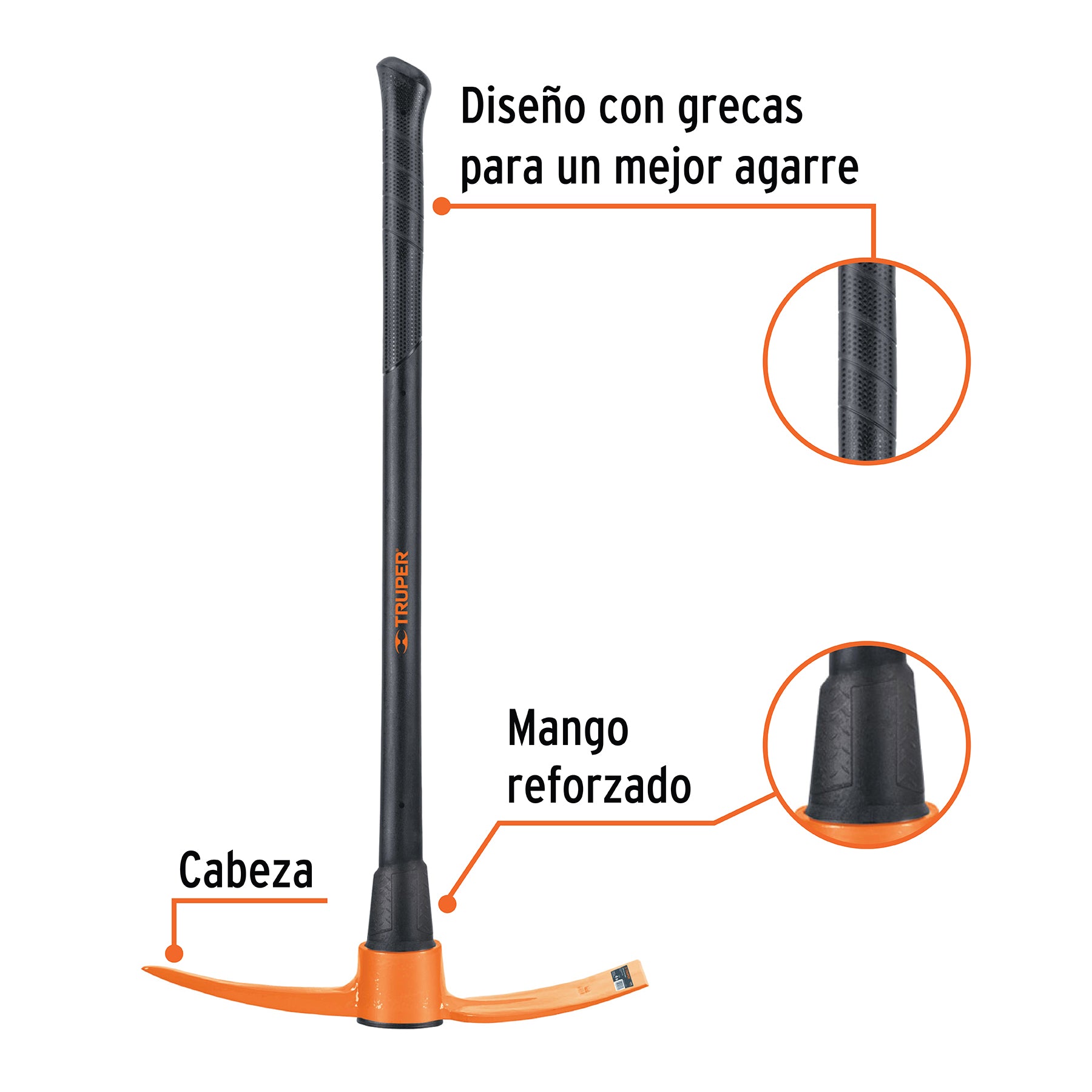 Talacho-pico 4 lb, mango fibra de vidrio 36", Truper