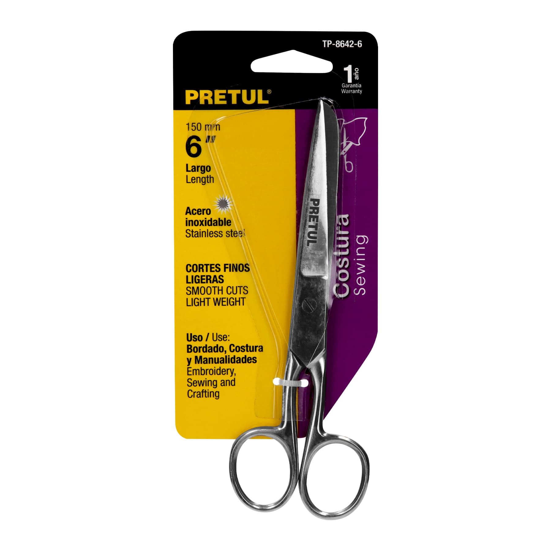 Tijera 6" de acero inoxidable para costura, Pretul