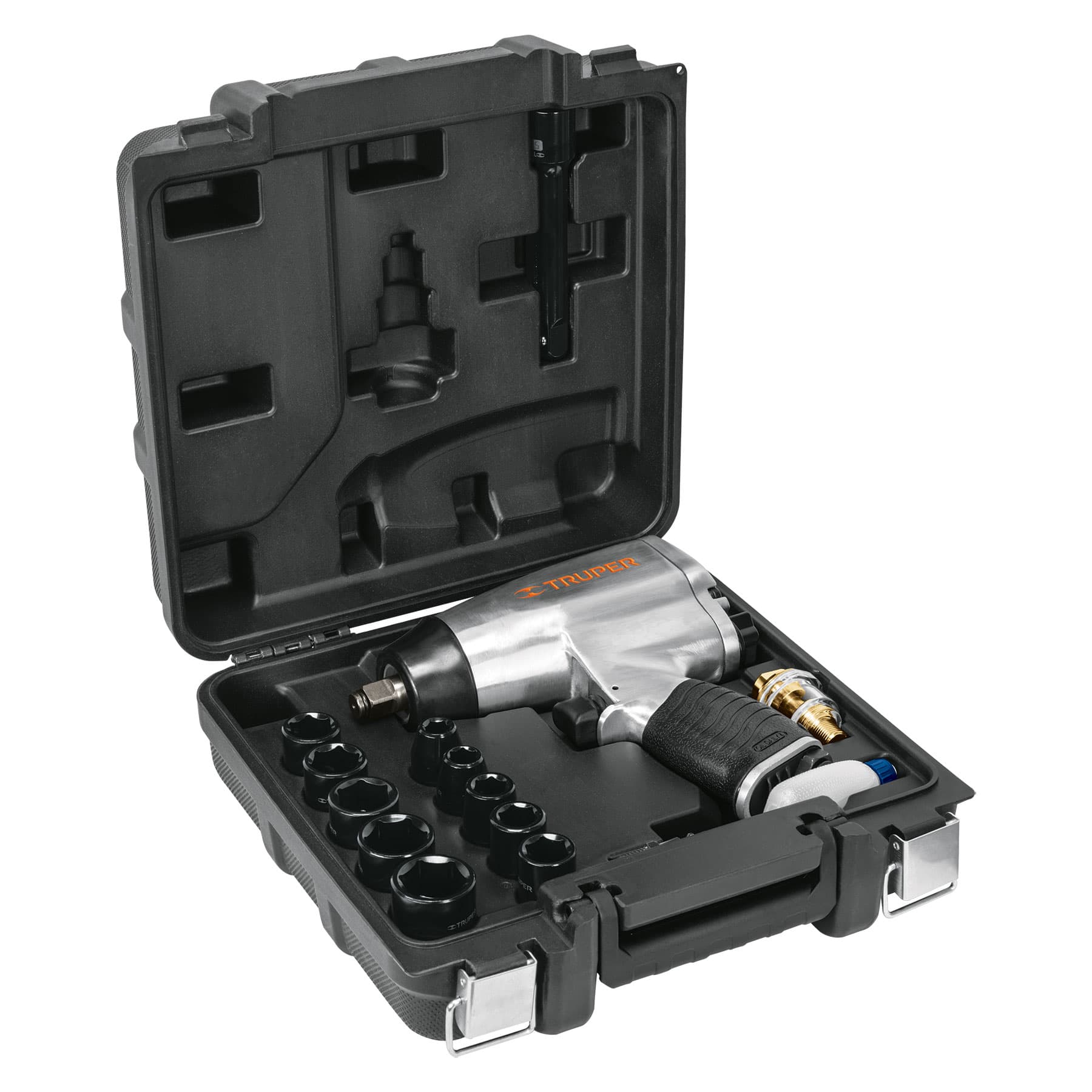 Kit de llave (pistola) de impacto 1/2", estuche plástico