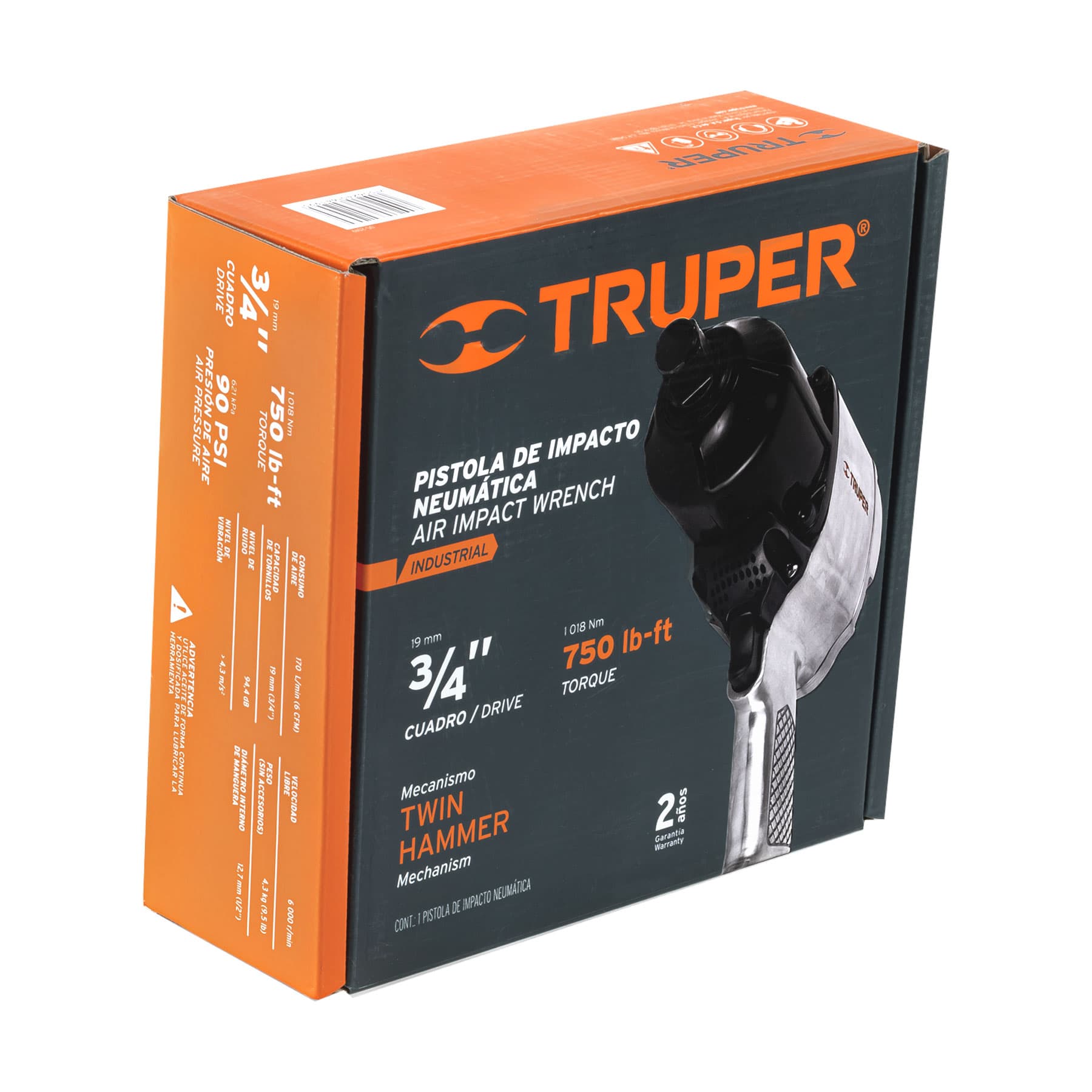 Llave (pistola) de impacto neumática 3/4", ind, Truper