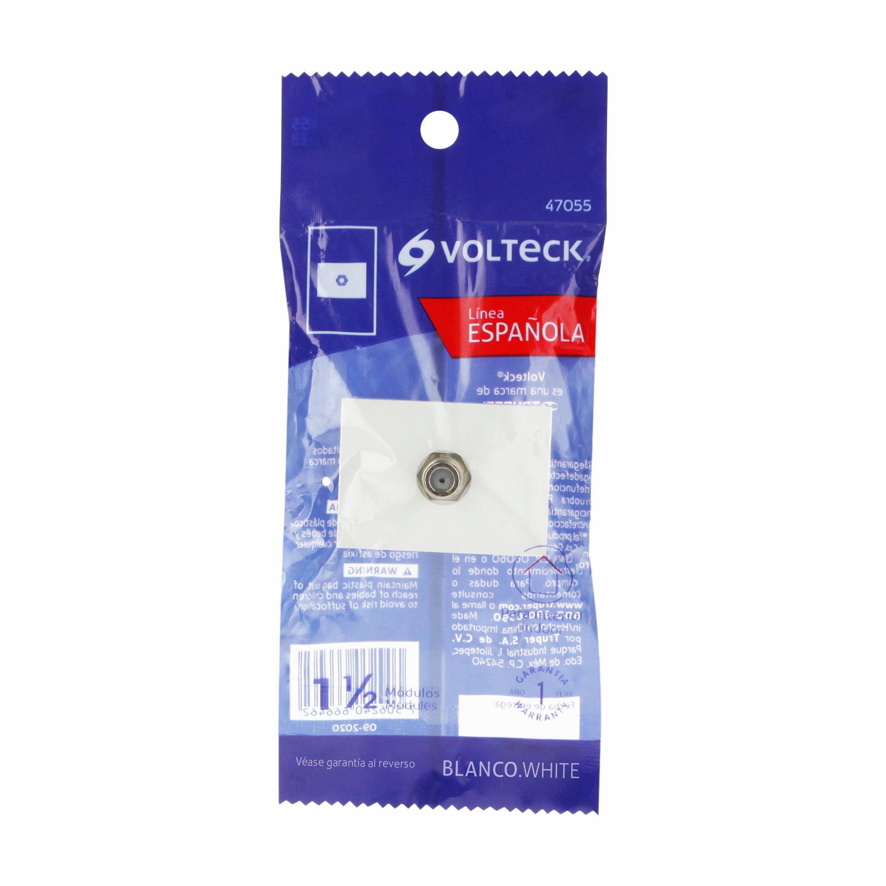 Toma de televisión, 1.5 módeloulos, línea Española, blanco