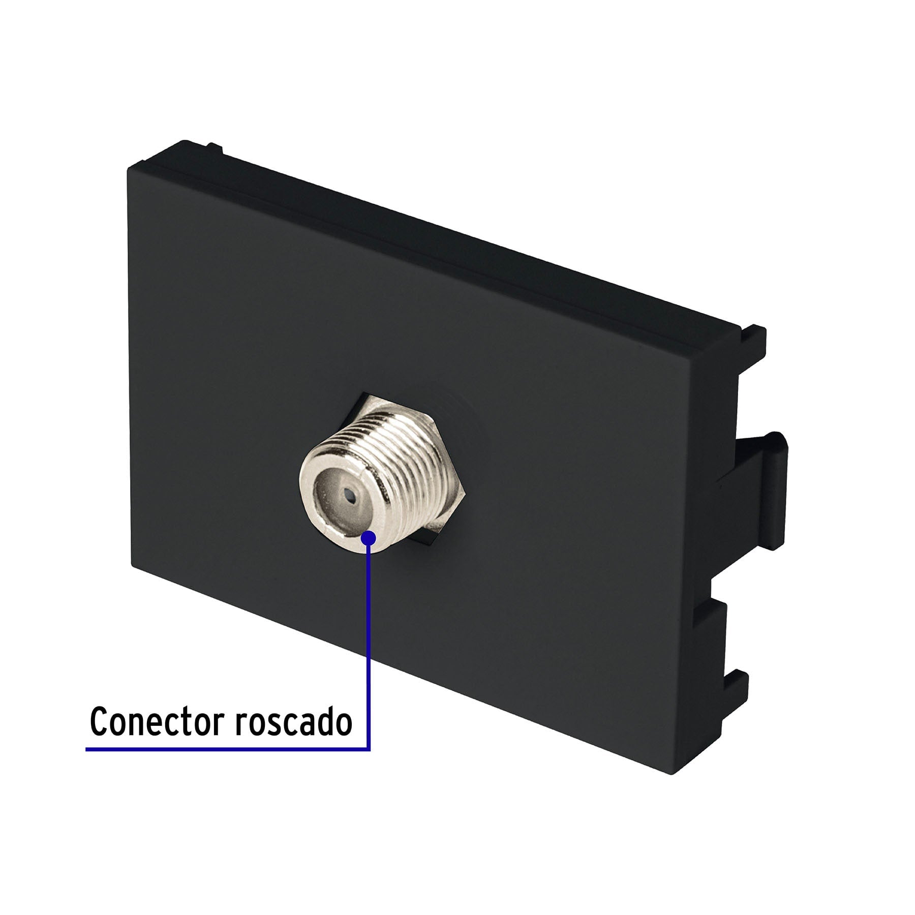 Toma de televisión negro de 1.5 módeloulos, línea Lisboa
