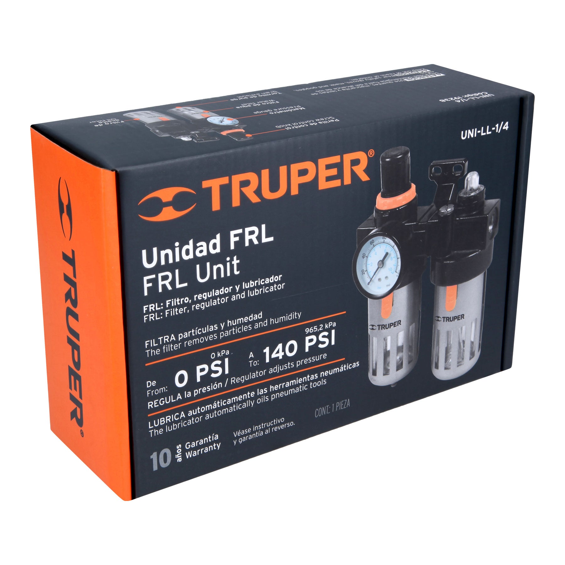 Filtro y regulador de aire con módeloulo de lubricación, Truper