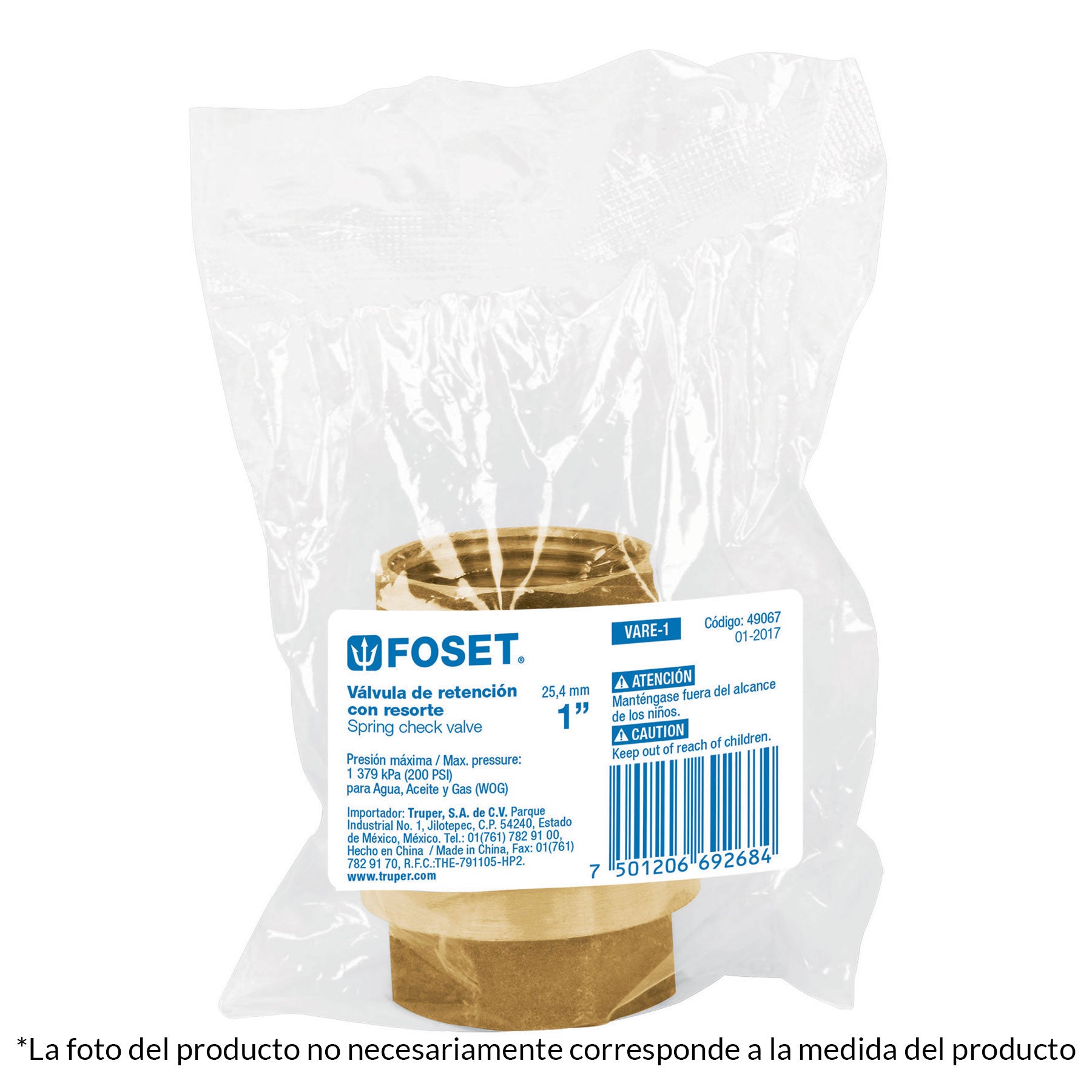 Válvula de retención de latón de 1 1/4", Foset