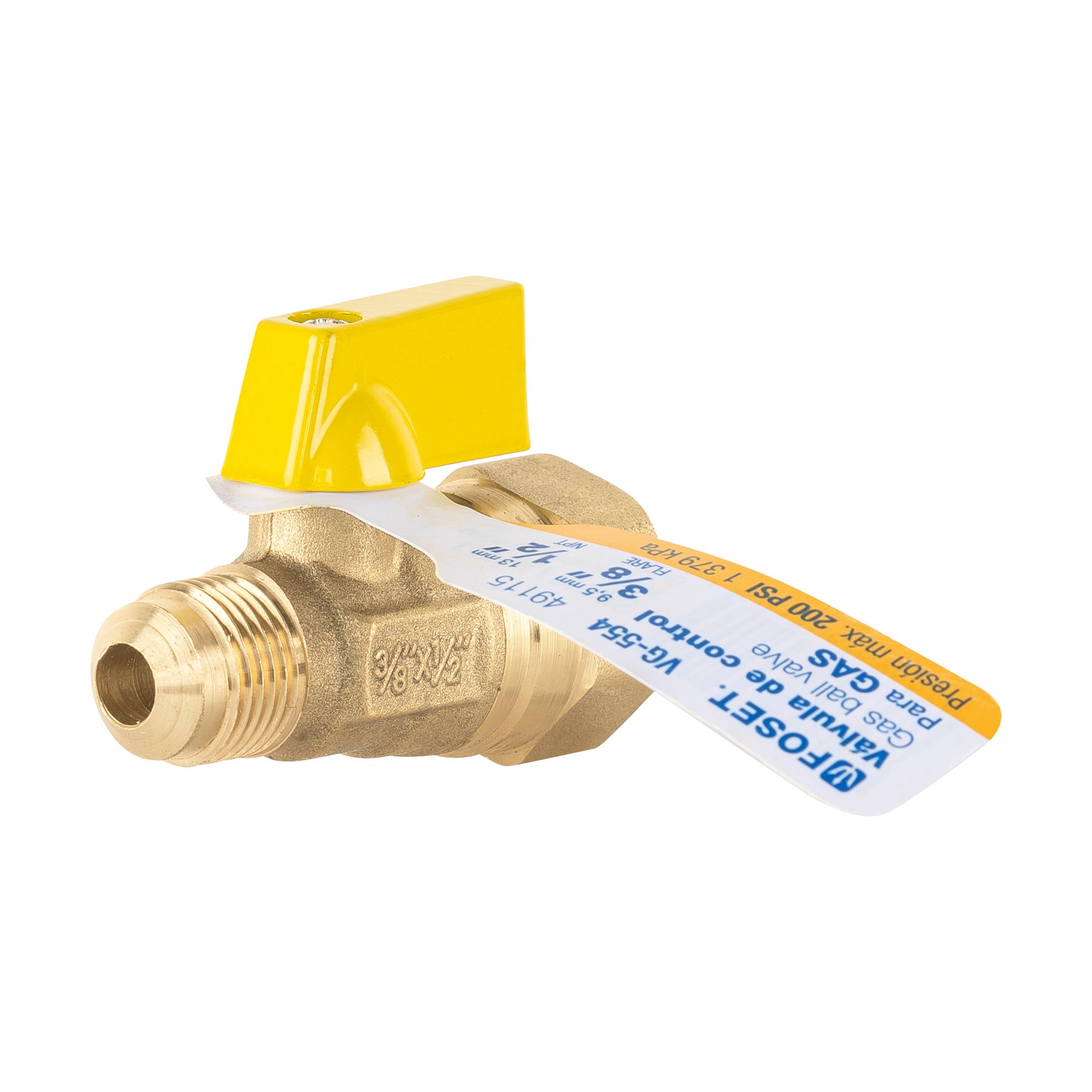 Válvula de control de latón para gas, 3/8" x 1/2", Foset
