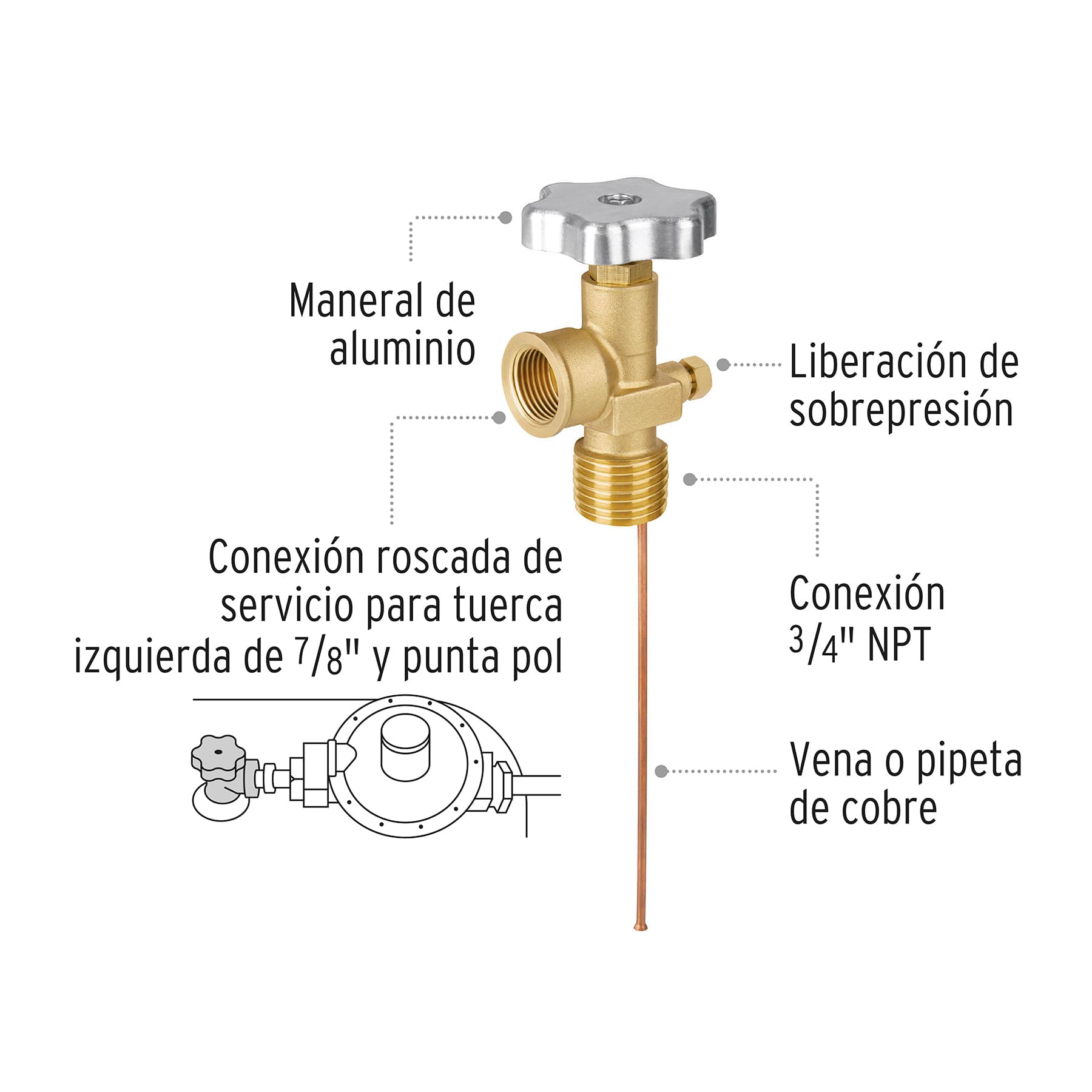Válvula de servicio para tanque estacionario hasta 300 L