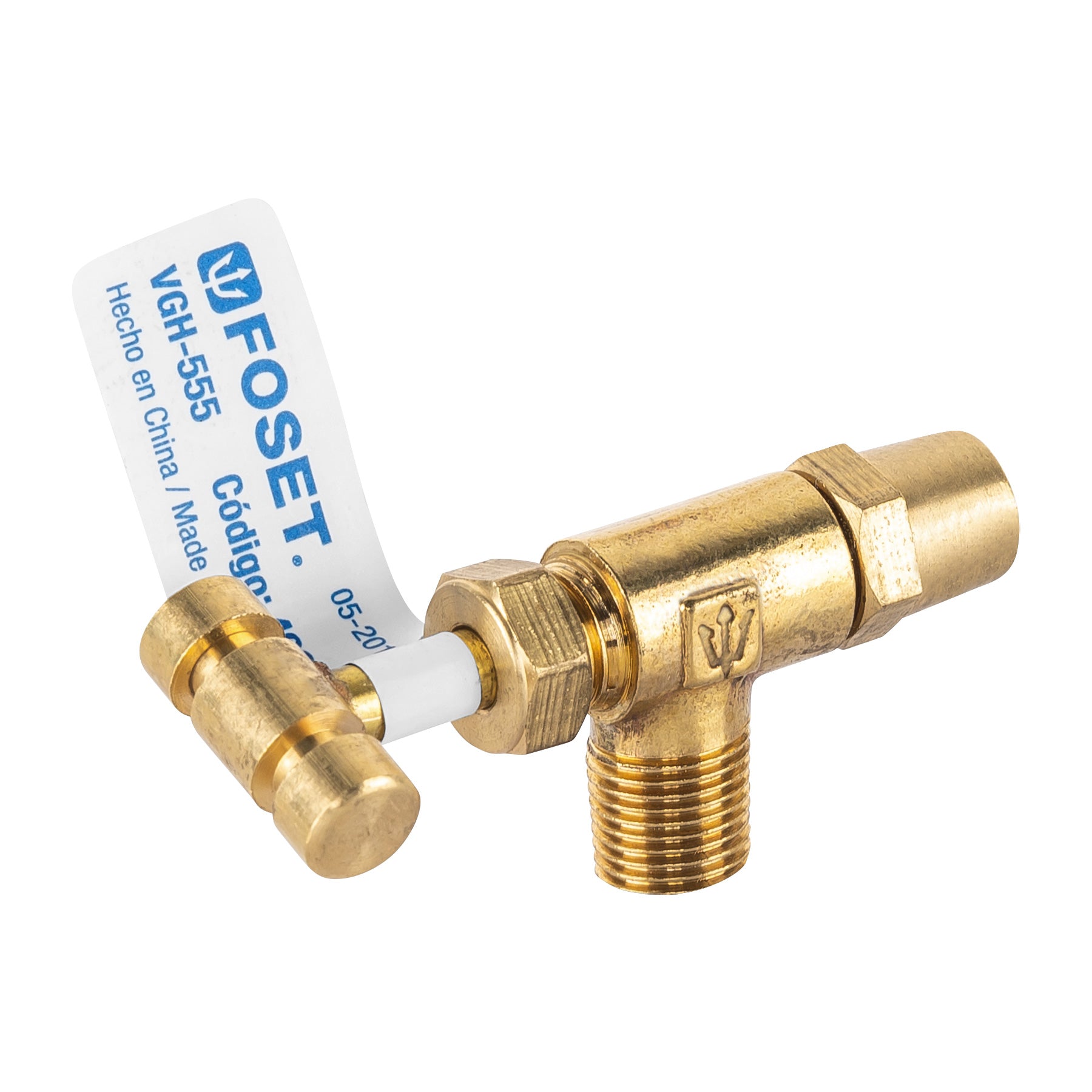 Válvula horizontal de latón 1/8" para gas LP, con maneral