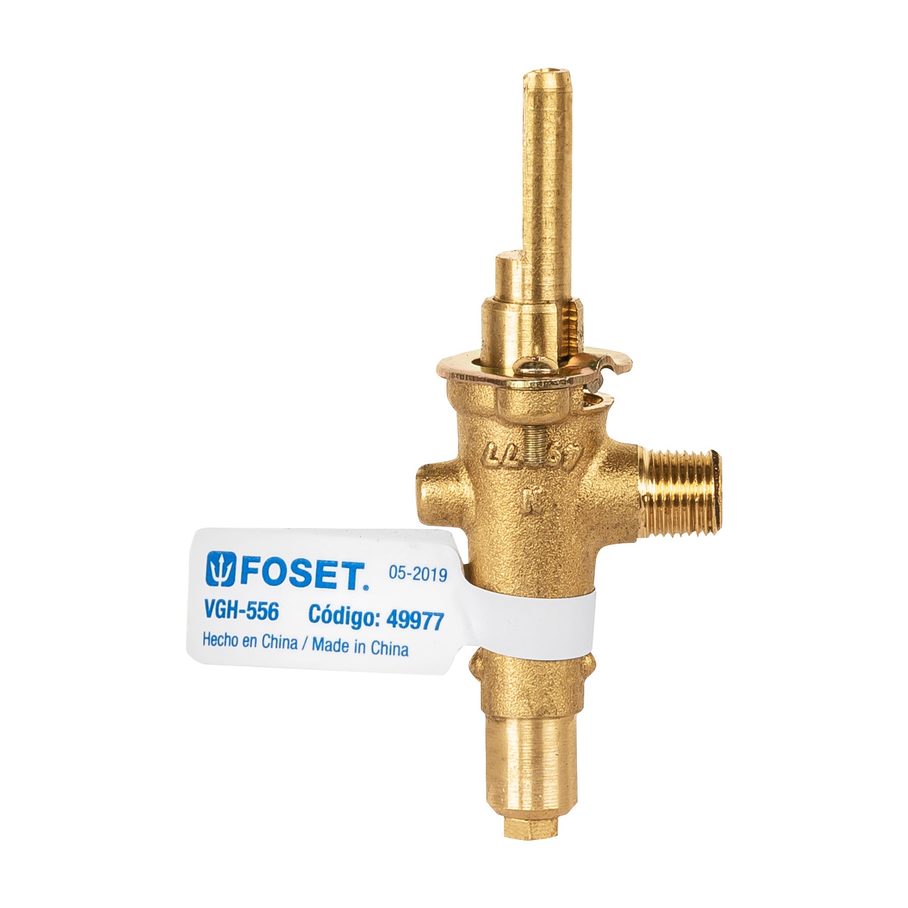 Válvula horizontal de latón 1/8" para gas LP, sin maneral