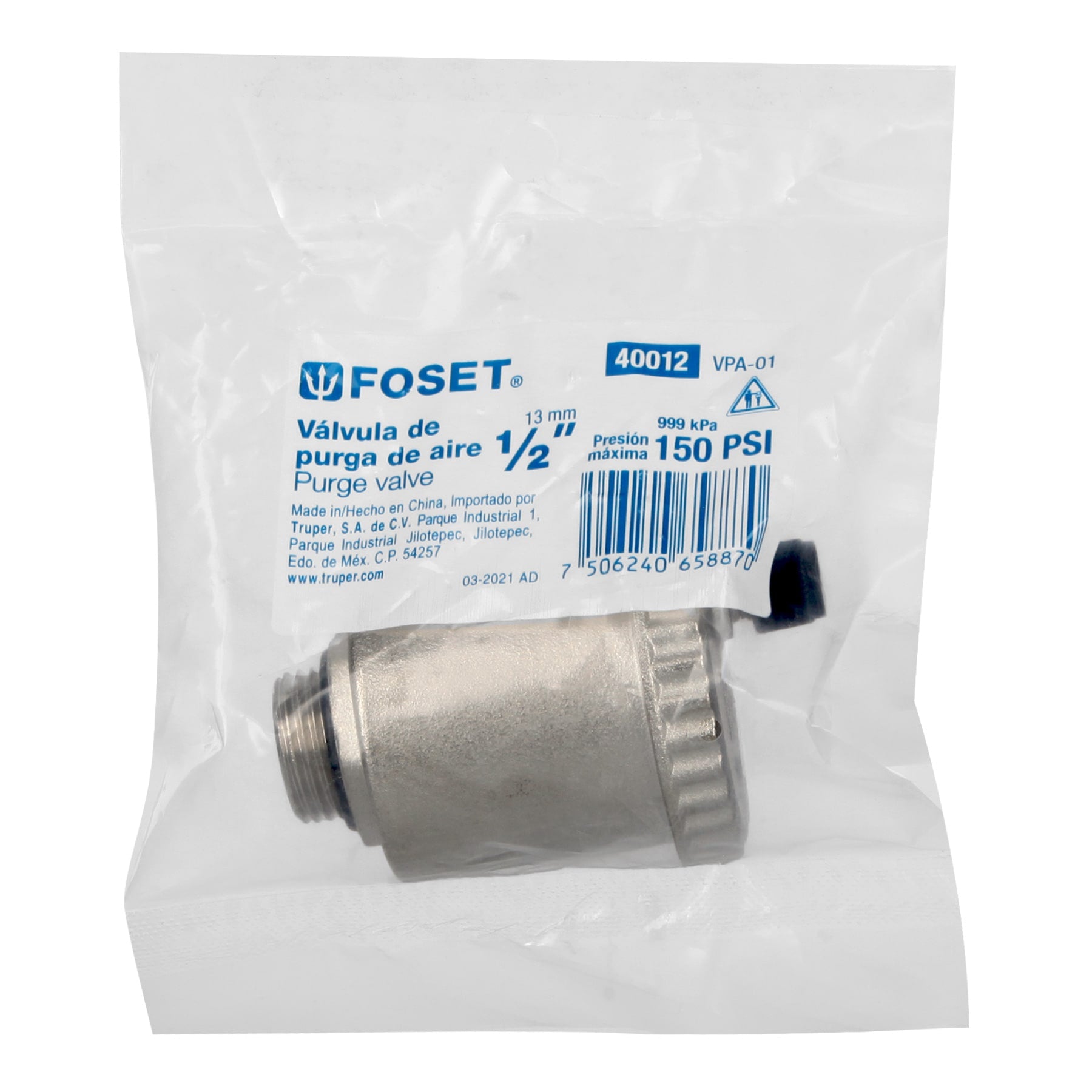 Válvula de purga de aire 1/2", Foset