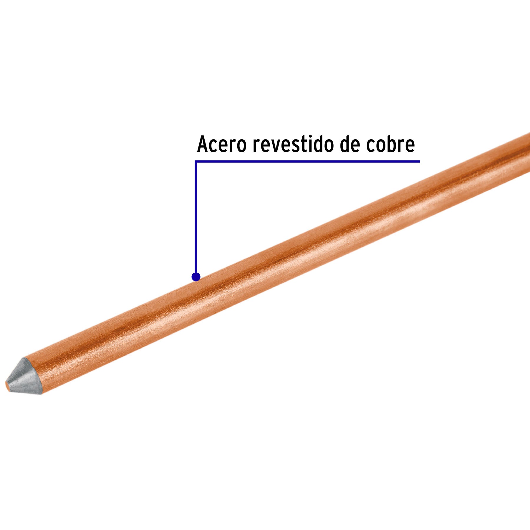 Varilla de 1.5 m, acero revestido de cobre, de 1/2" Volteck