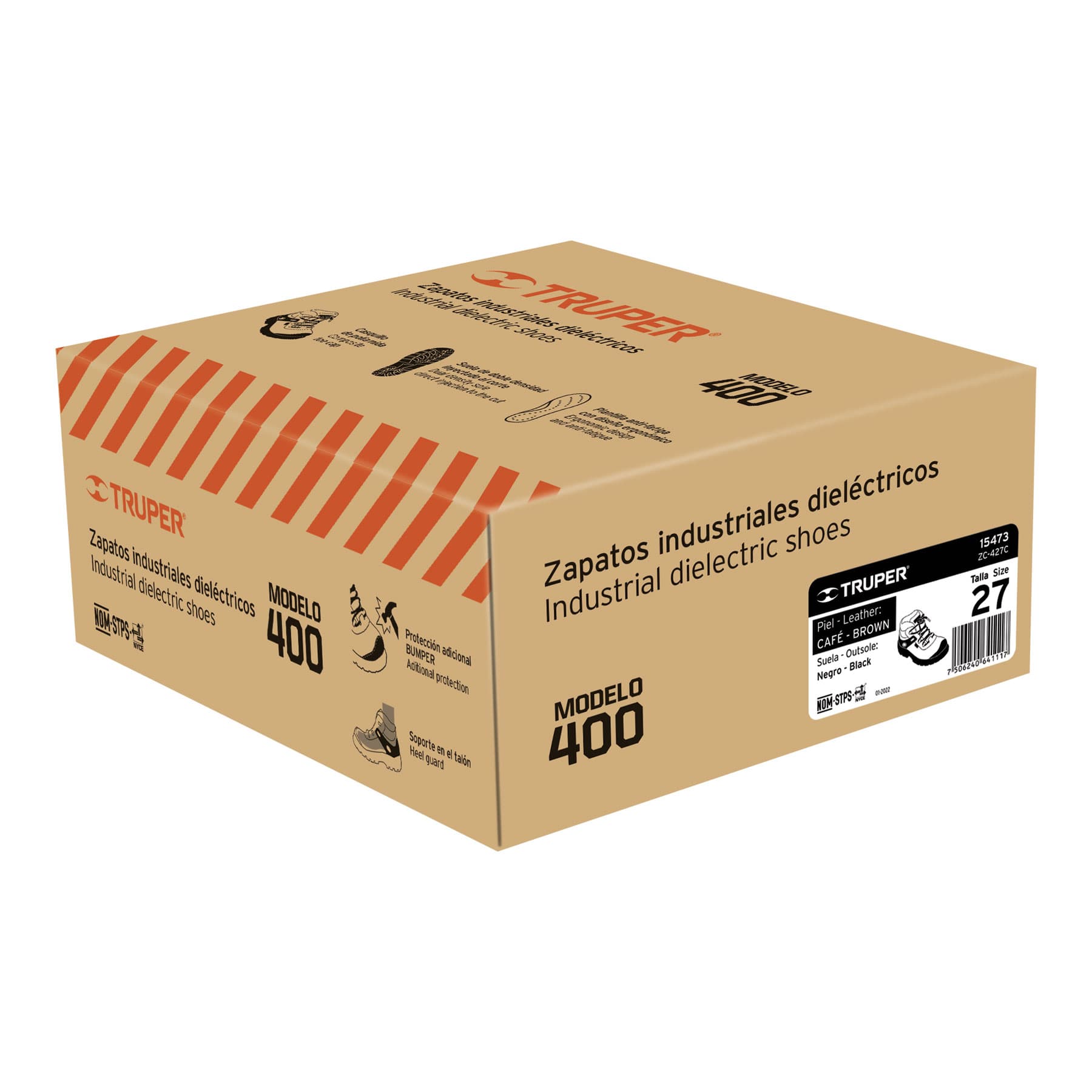 Bota de seguridad café, #27 dieléctrica antifatiga, Truper