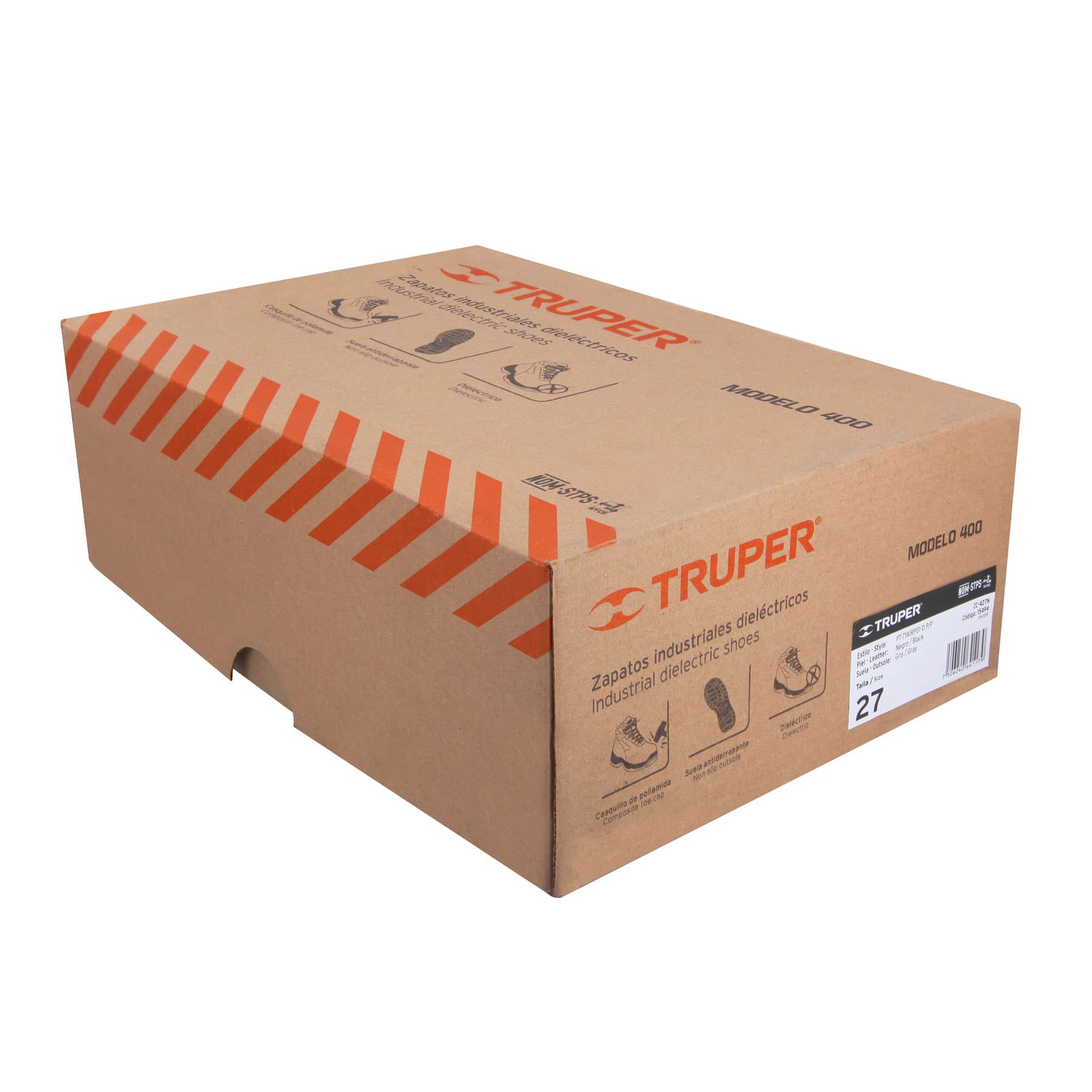 Bota de seguridad negra, #27 dieléctrica antifatiga, Truper
