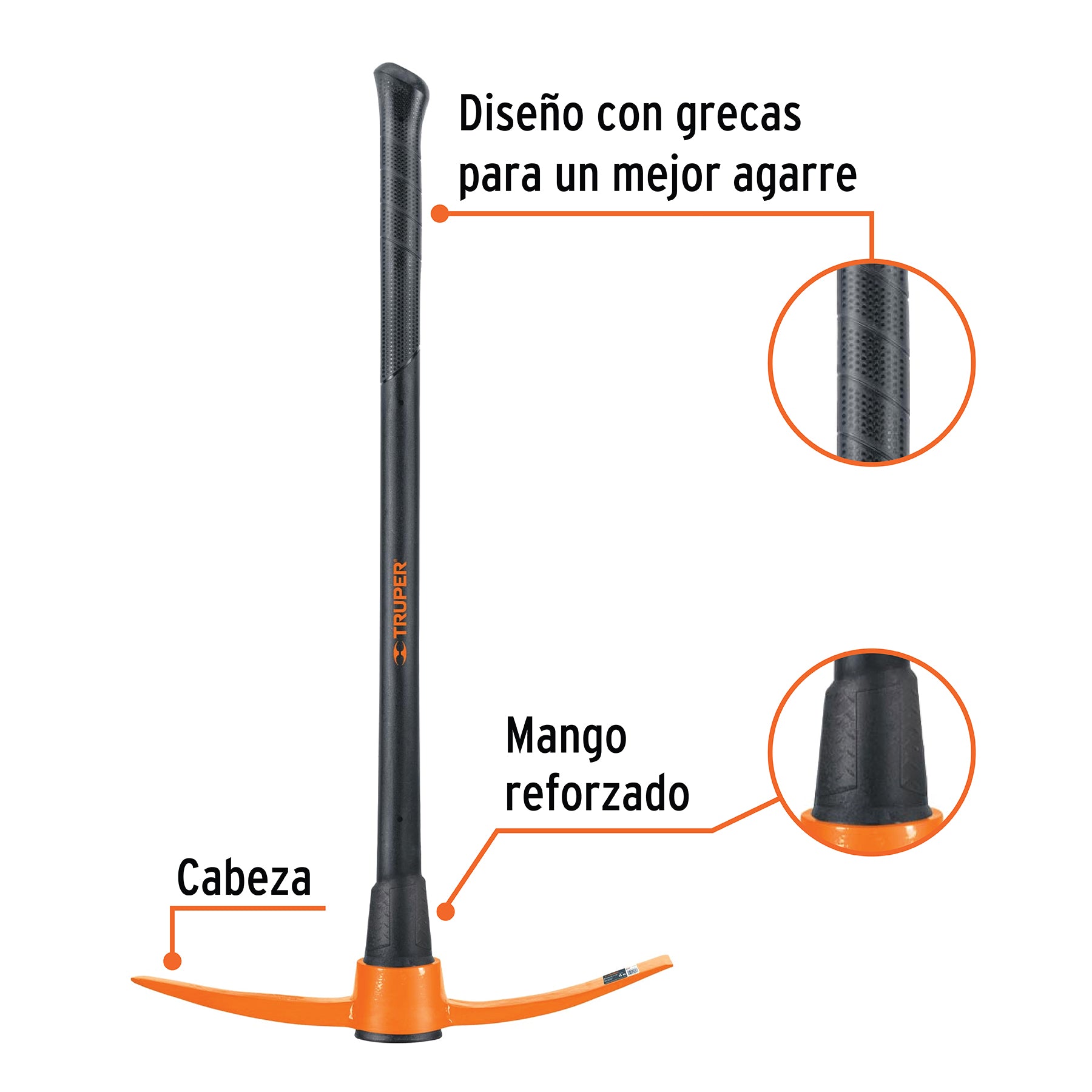 Zapapico 4 lb, mango fibra de vidrio 36", Truper