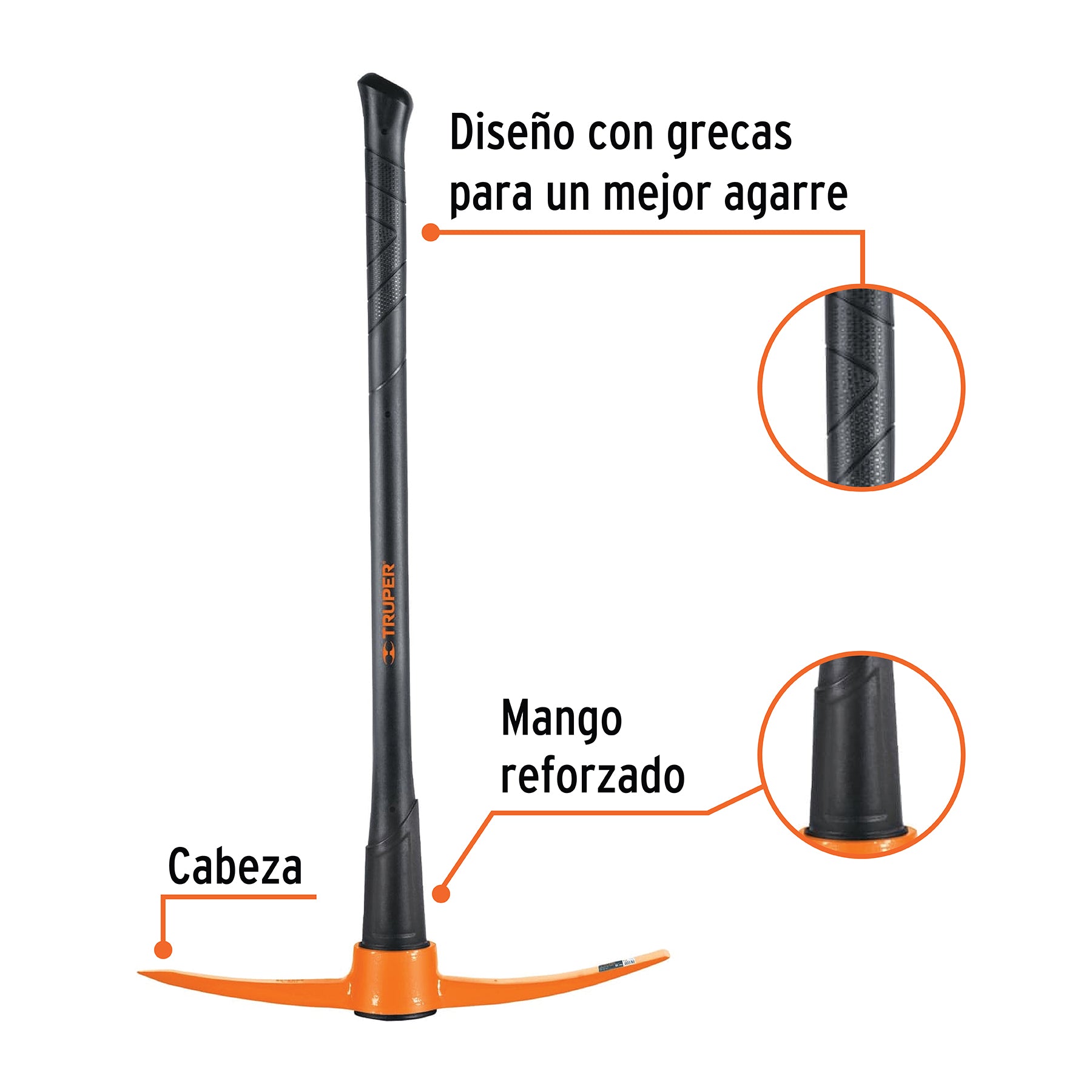 Zapapico 5 lb, mango fibra de vidrio 36", Truper