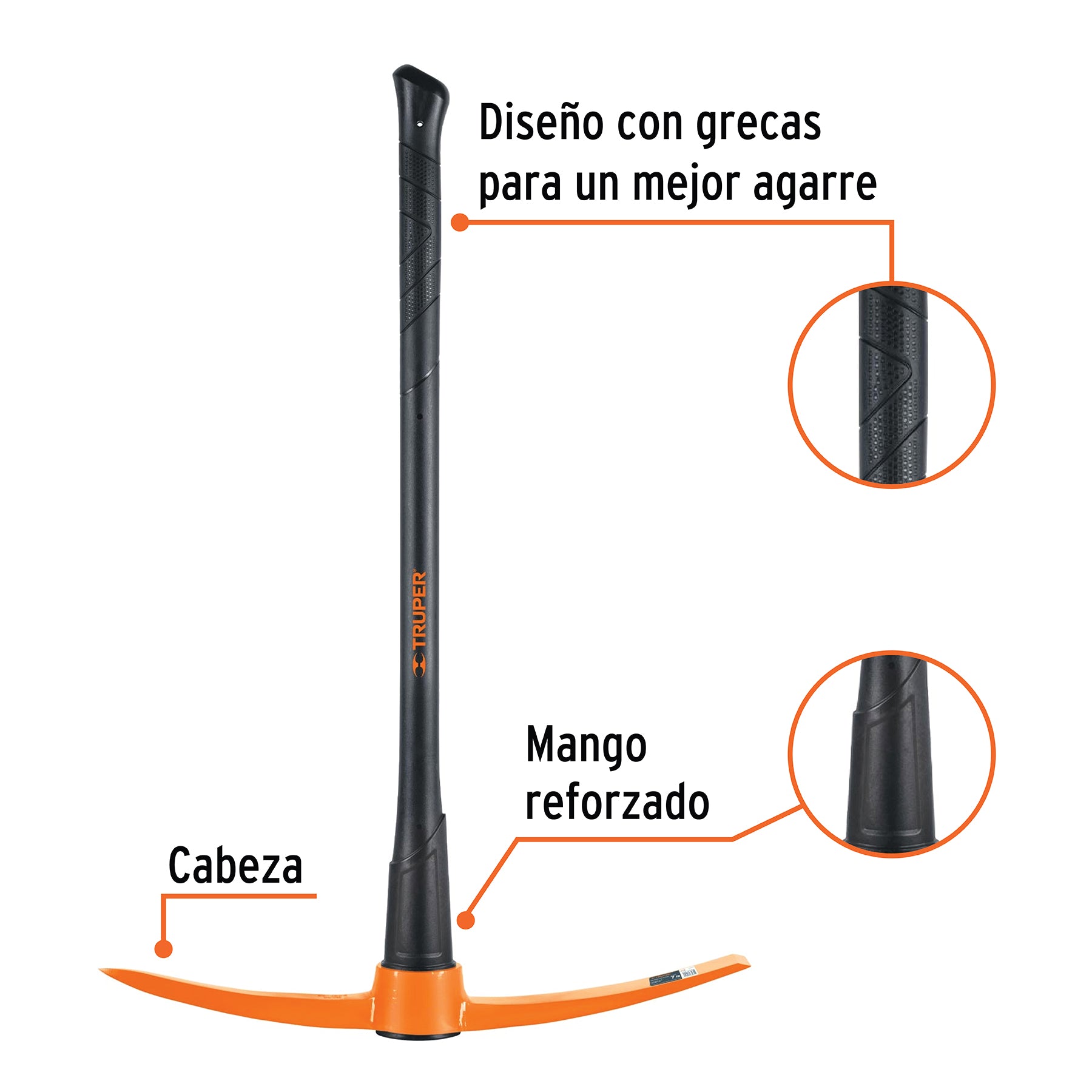 Zapapico 7 lb, mango fibra de vidrio 36", Truper