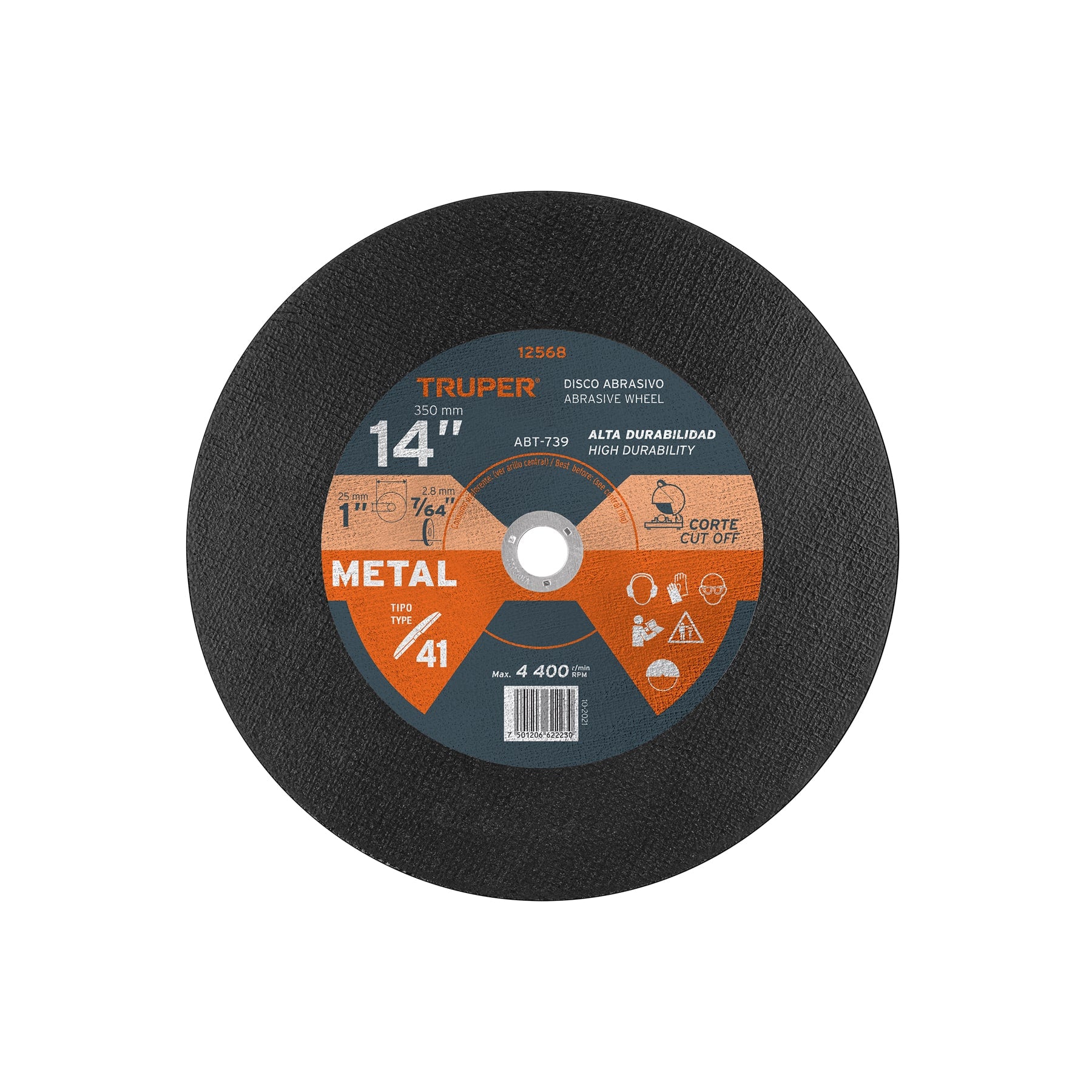 Disco Tipo 41 de 14" x 3.1 mm para corte de metal, Truper