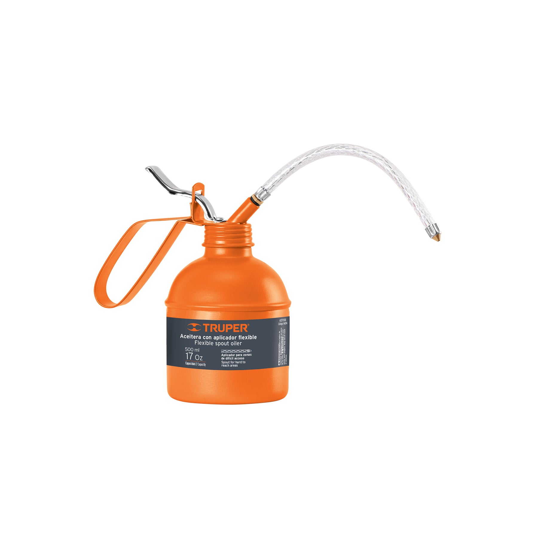 Aceitera de 500 ml (17 oz) con aplicador flexible, Truper