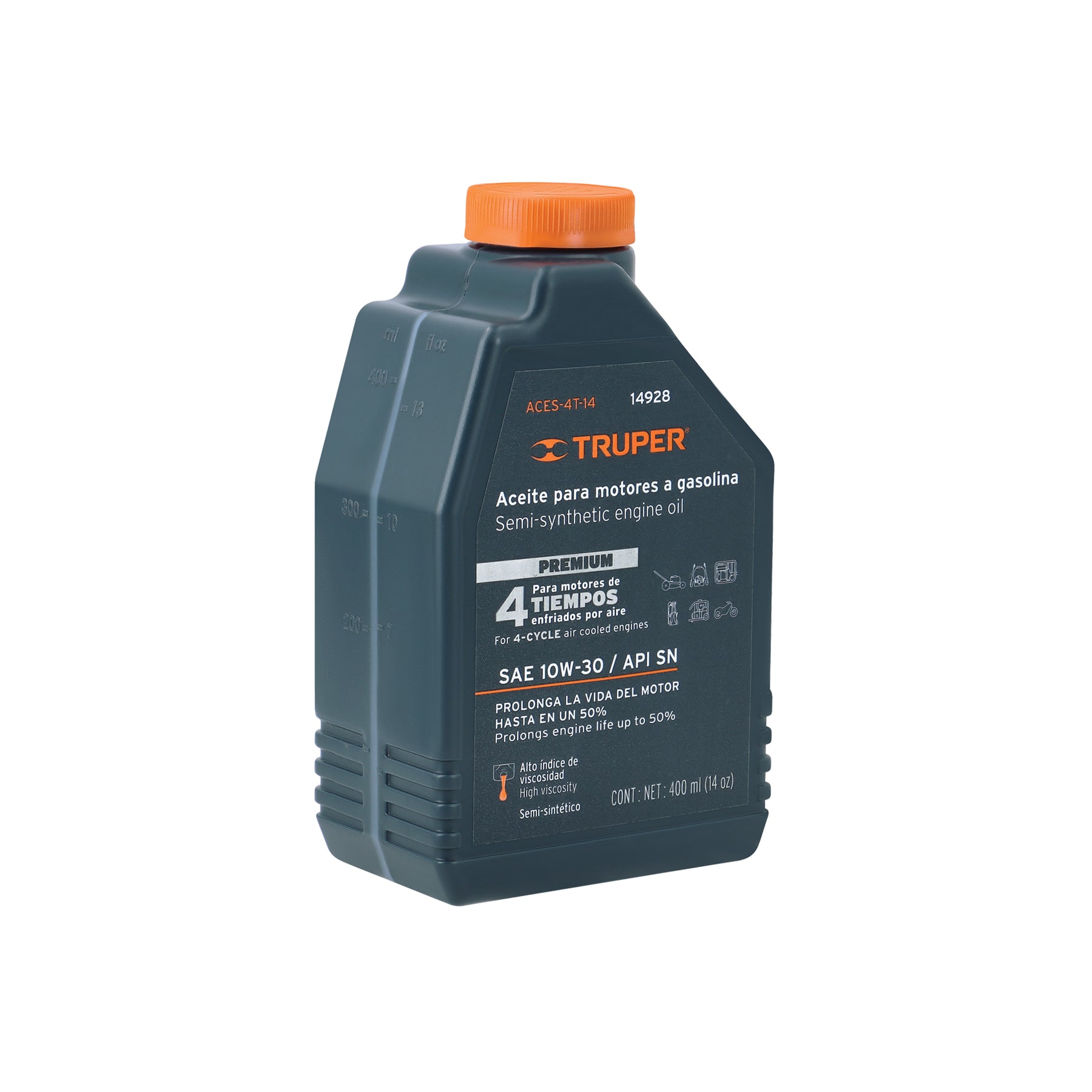 Aceite semi-sintÈtico, 4 tiempos, 400 ml (14 oz), TRUPER