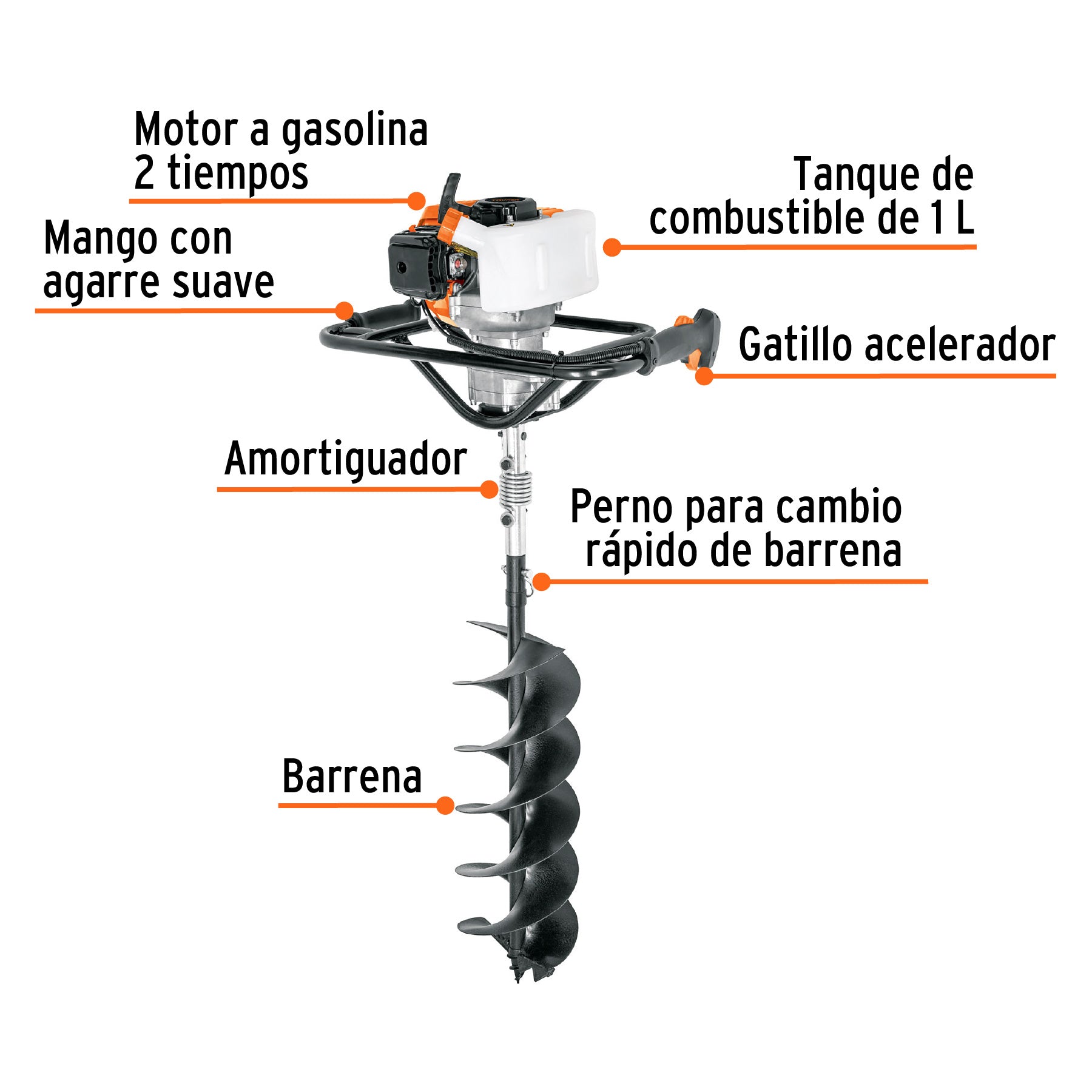 Ahoyadora / motoperforadora a gasolina 52cc, Truper