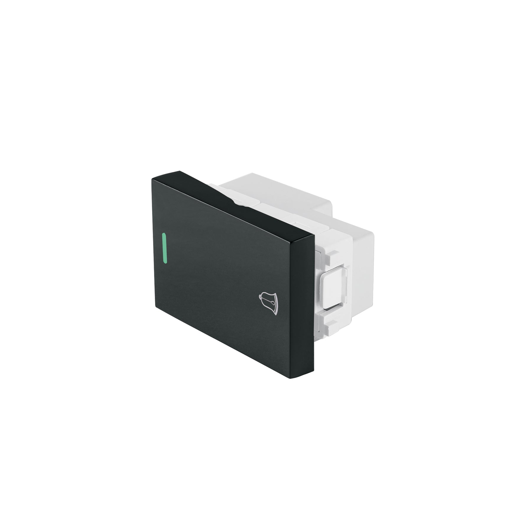 Interruptor para timbre negro de 1.5 módulos, línea Lisboa, Volteck, APTI15-LN, 47879