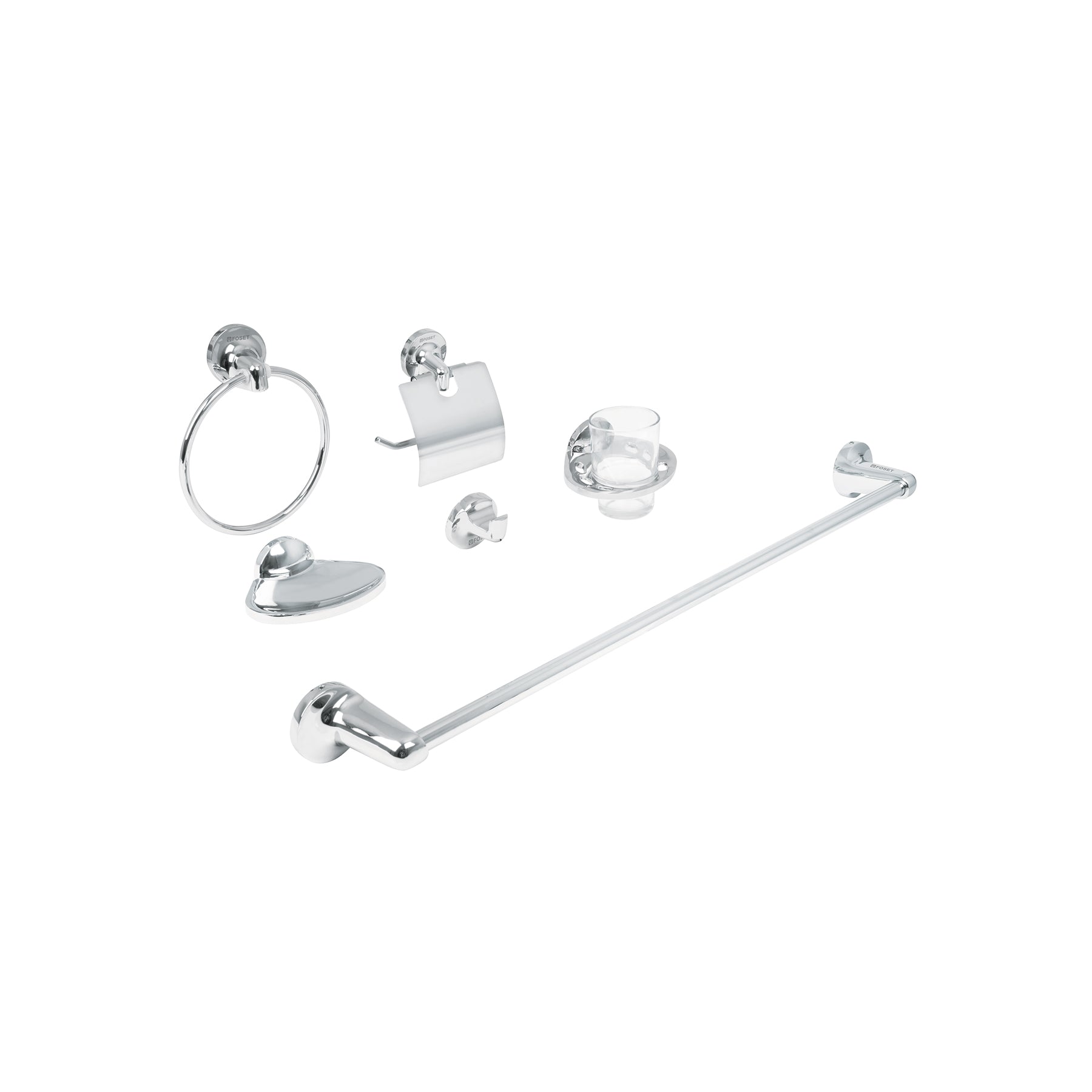 Juego de 6 accesorios para baño redondos, cromo AQUA, Foset, AQA-4000, 49395