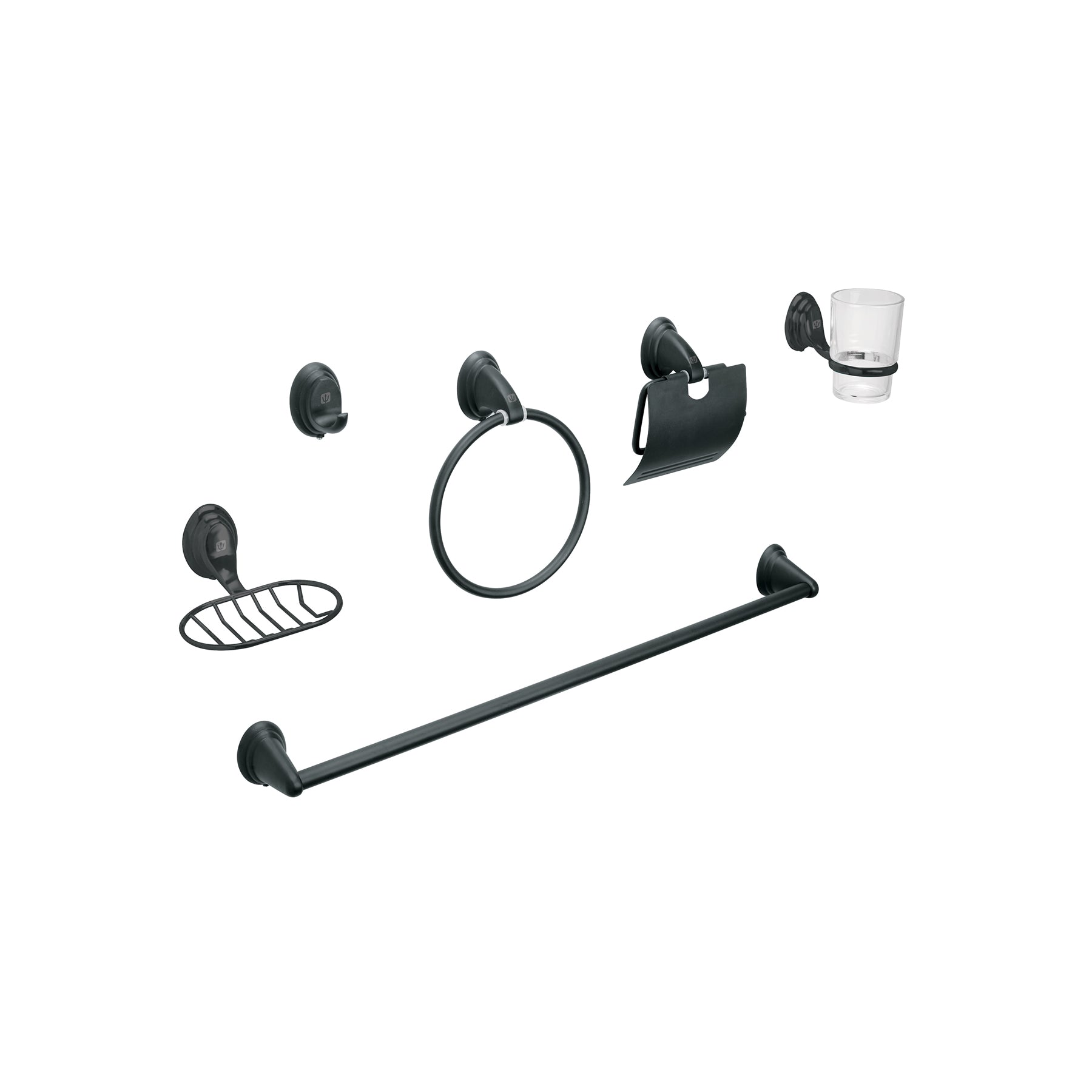 Juego de 6 accesorios para baño, negro AQUA, Foset, AQA-4003M, 49163