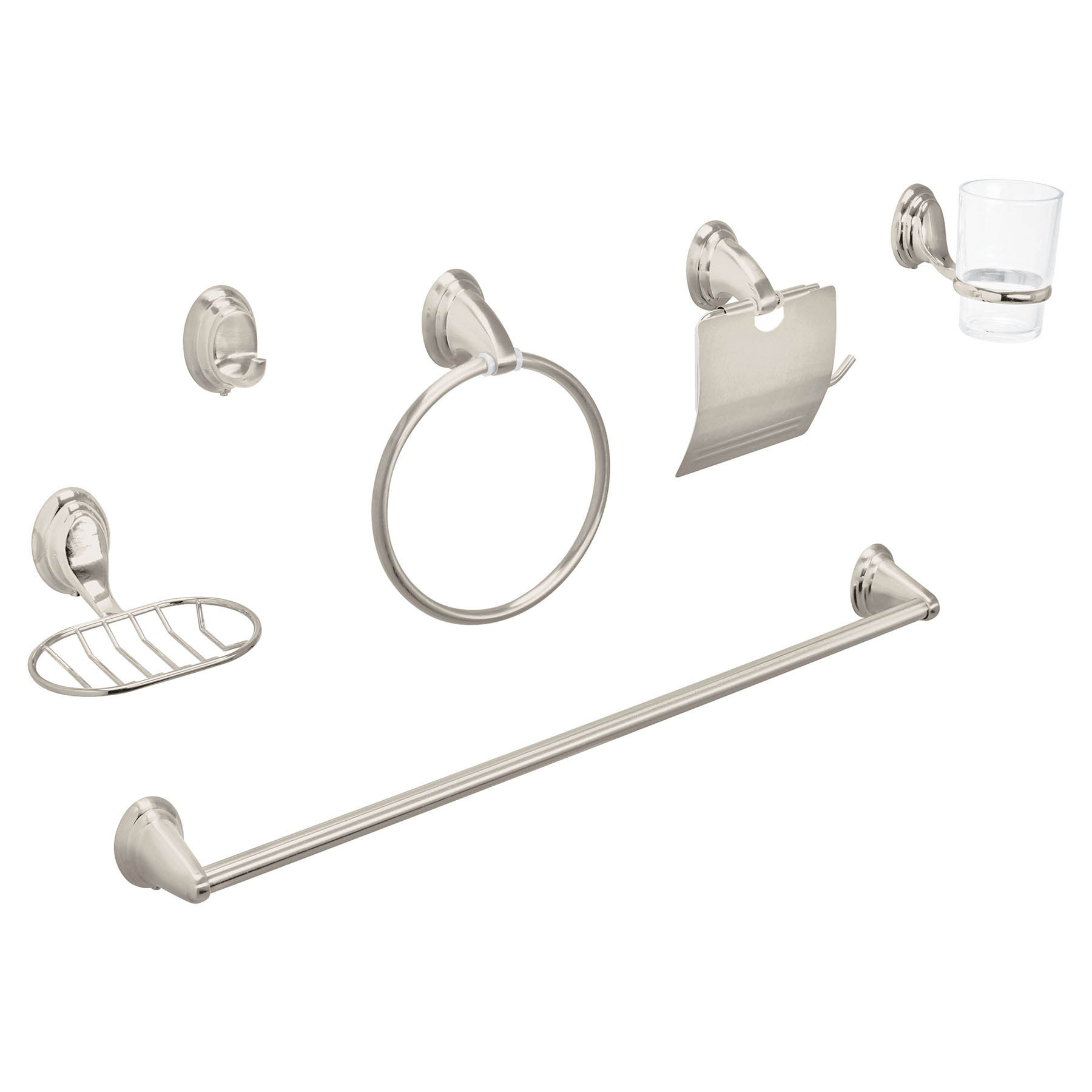Juego de 6 accesorios para baño satín chapetón ovalado, Aqua