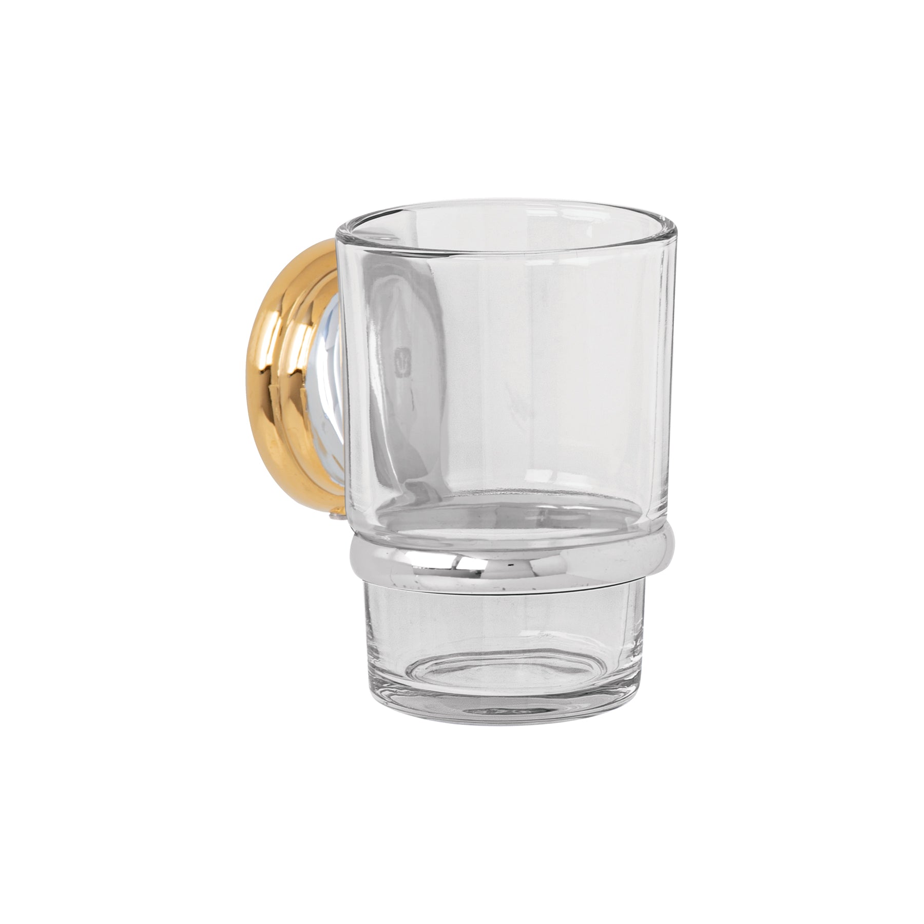 Portavaso cepillero con vaso de vidrio, cromo-oro, AQUA, Foset, AQA-81G, 45977