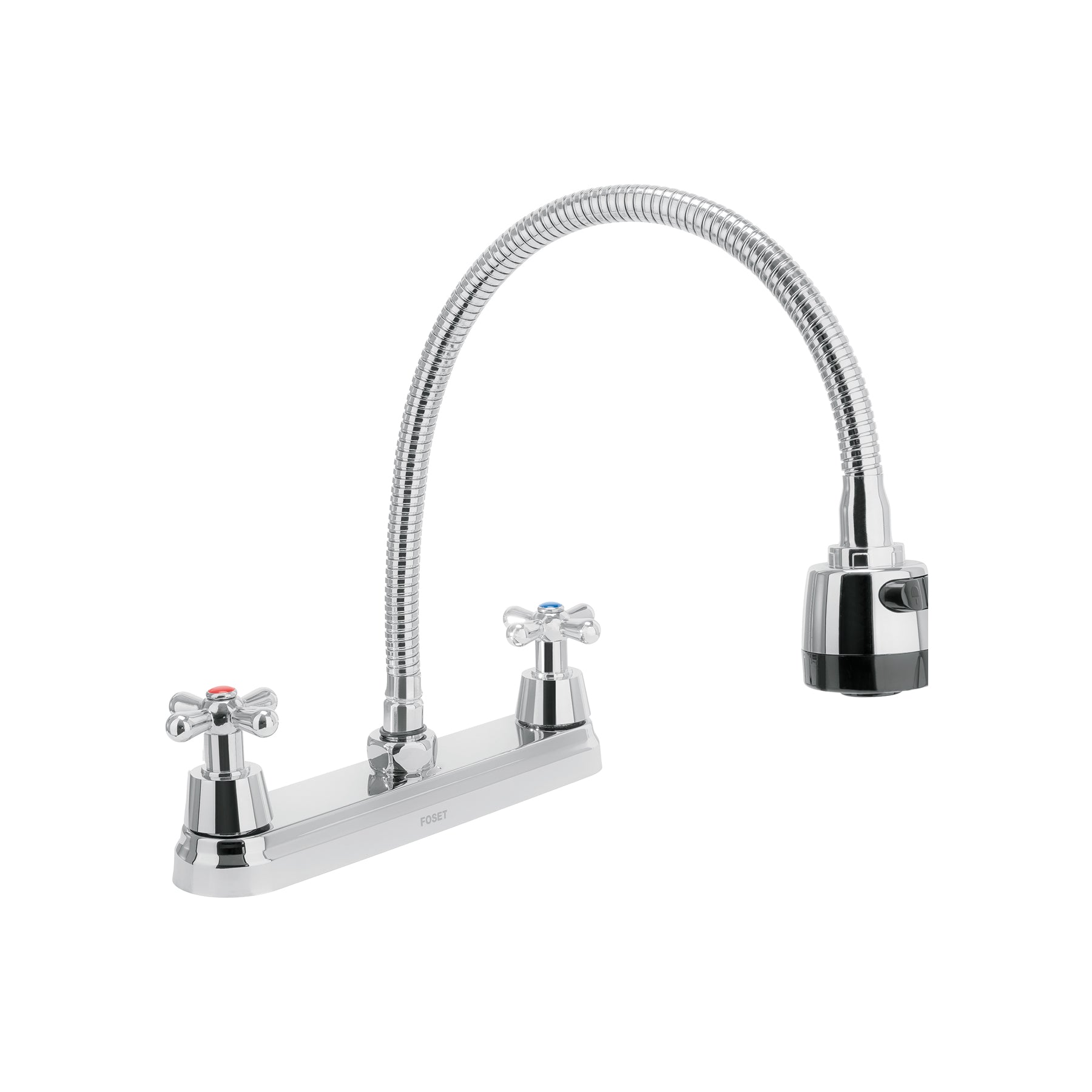 Mezcladora fregadero 8" cromo, cuello flexible, cruceta,AQUA, Foset, AQF-87, 49819