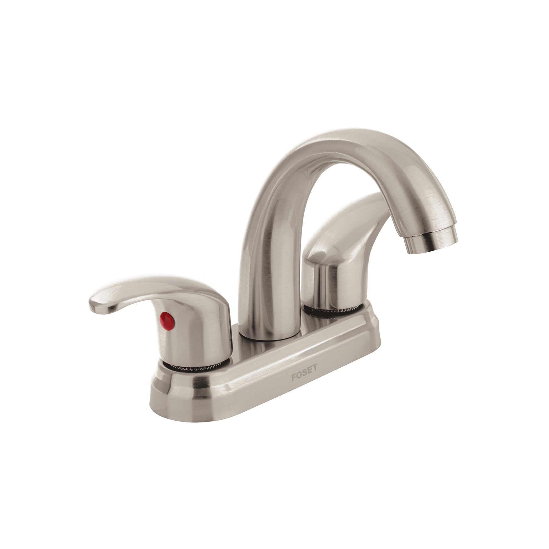 Mezcladora lavabo 4" satín, nariz curva, palanca, AQUA, Foset, AQM-52N, 45356